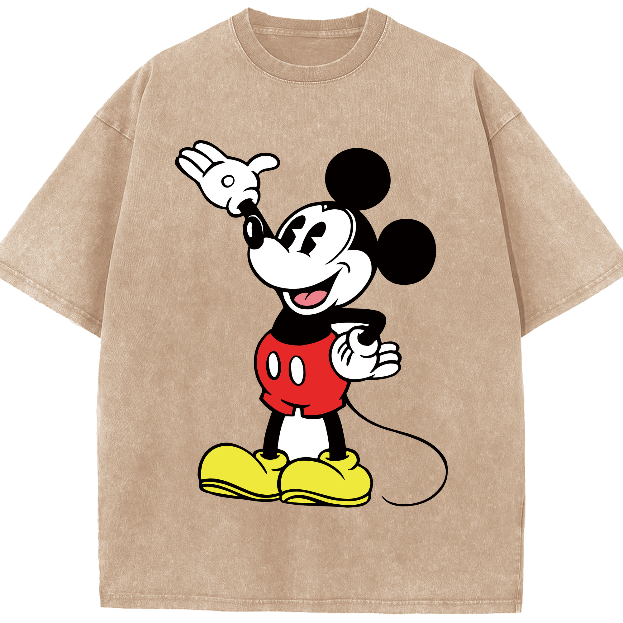 （画像用） ミッキーマウス Mickey Mouse 綿100% ヴィンテージ風 半袖Tシャツ（フロントプリント）