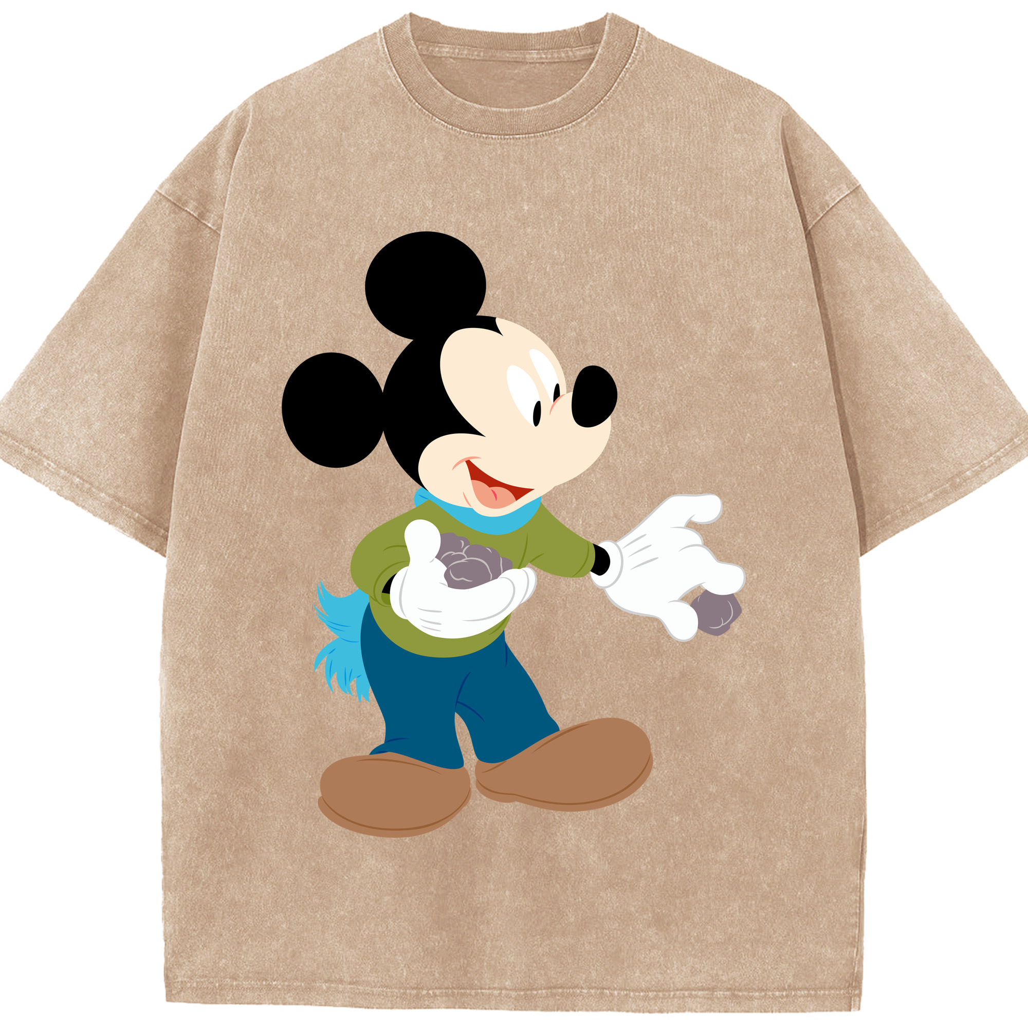 （画像用） ミッキーマウス Mickey Mouse 綿100% ヴィンテージ風 半袖Tシャツ（フロントプリント）