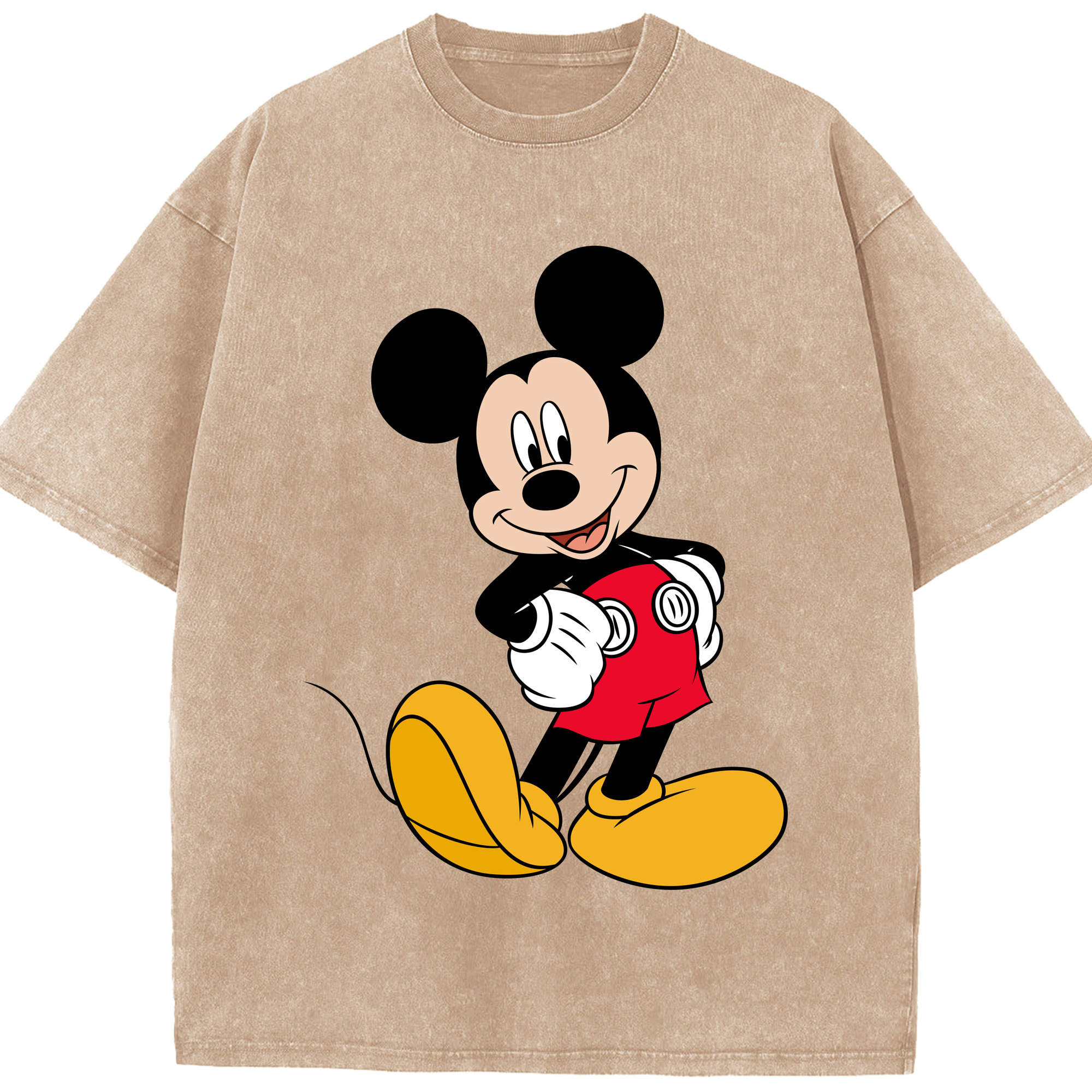 （画像用） ミッキーマウス Mickey Mouse 綿100% ヴィンテージ風 半袖Tシャツ（フロントプリント）