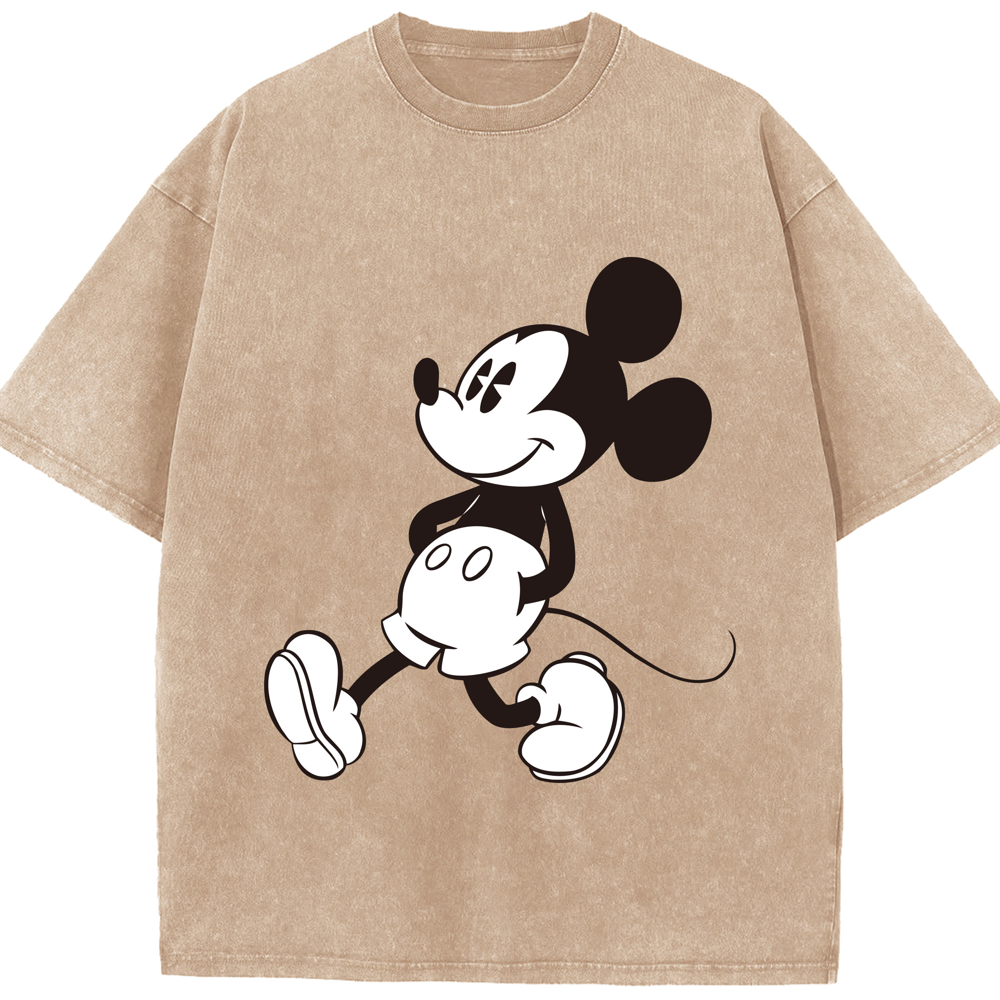 （画像用） ミッキーマウス Mickey Mouse 綿100% ヴィンテージ風 半袖Tシャツ（フロントプリント）