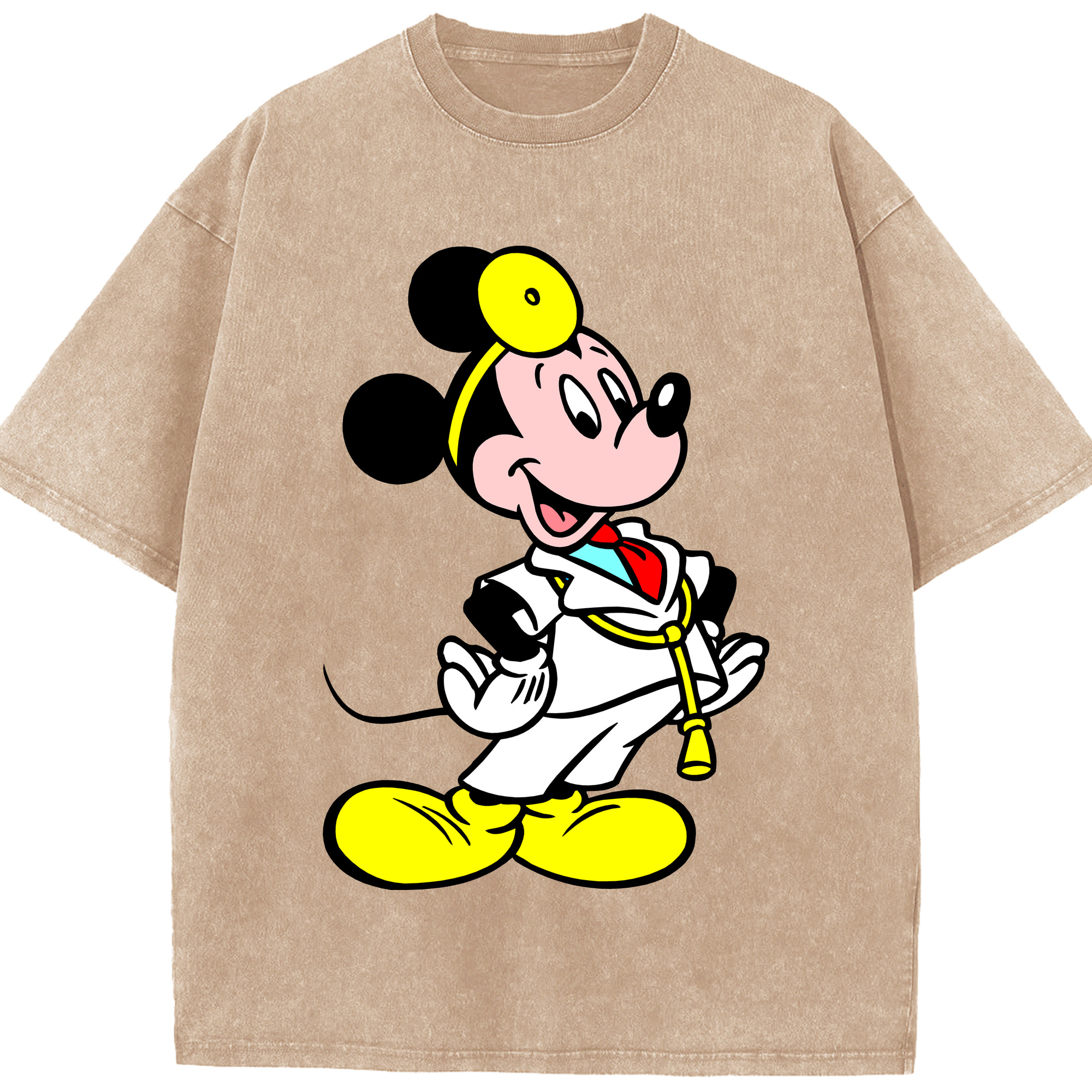 （画像用） ミッキーマウス Mickey Mouse 綿100% ヴィンテージ風 半袖Tシャツ（フロントプリント）