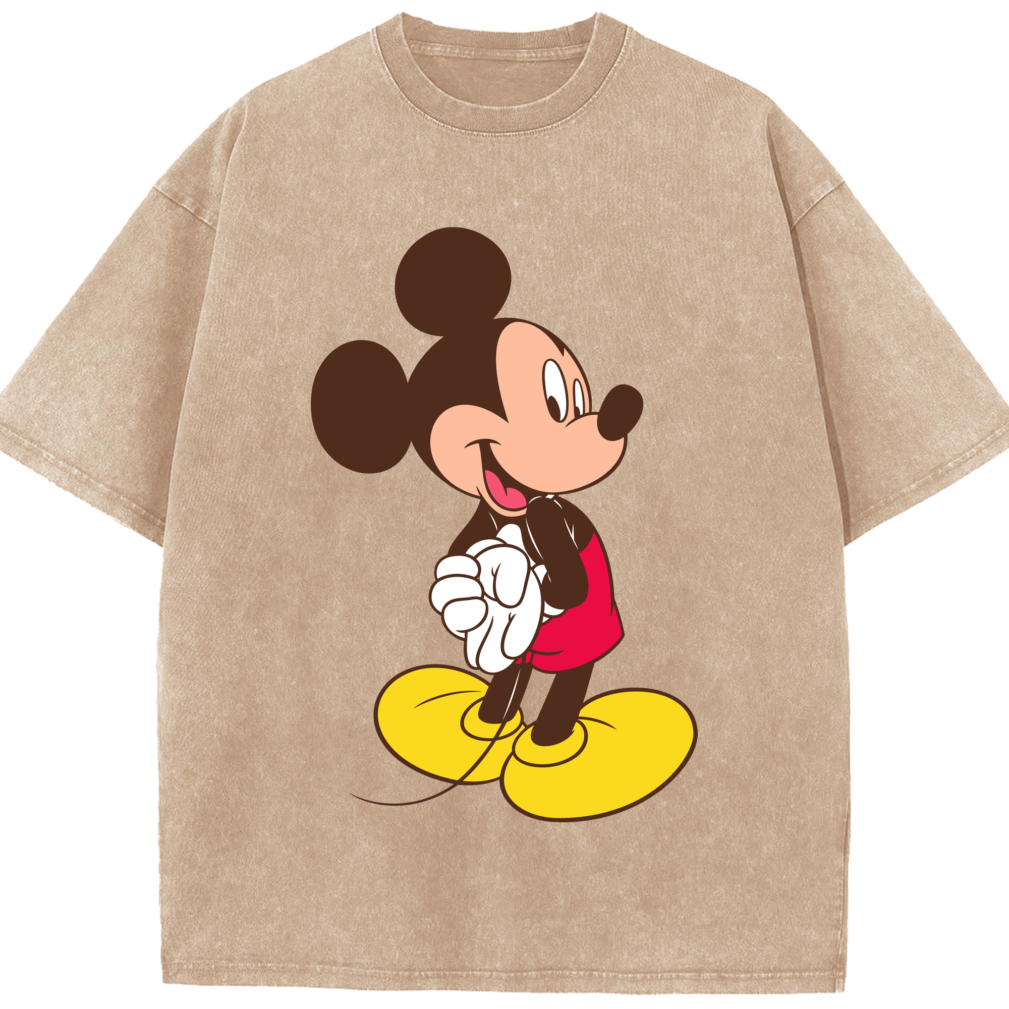 （画像用） ミッキーマウス Mickey Mouse 綿100% ヴィンテージ風 半袖Tシャツ（フロントプリント）