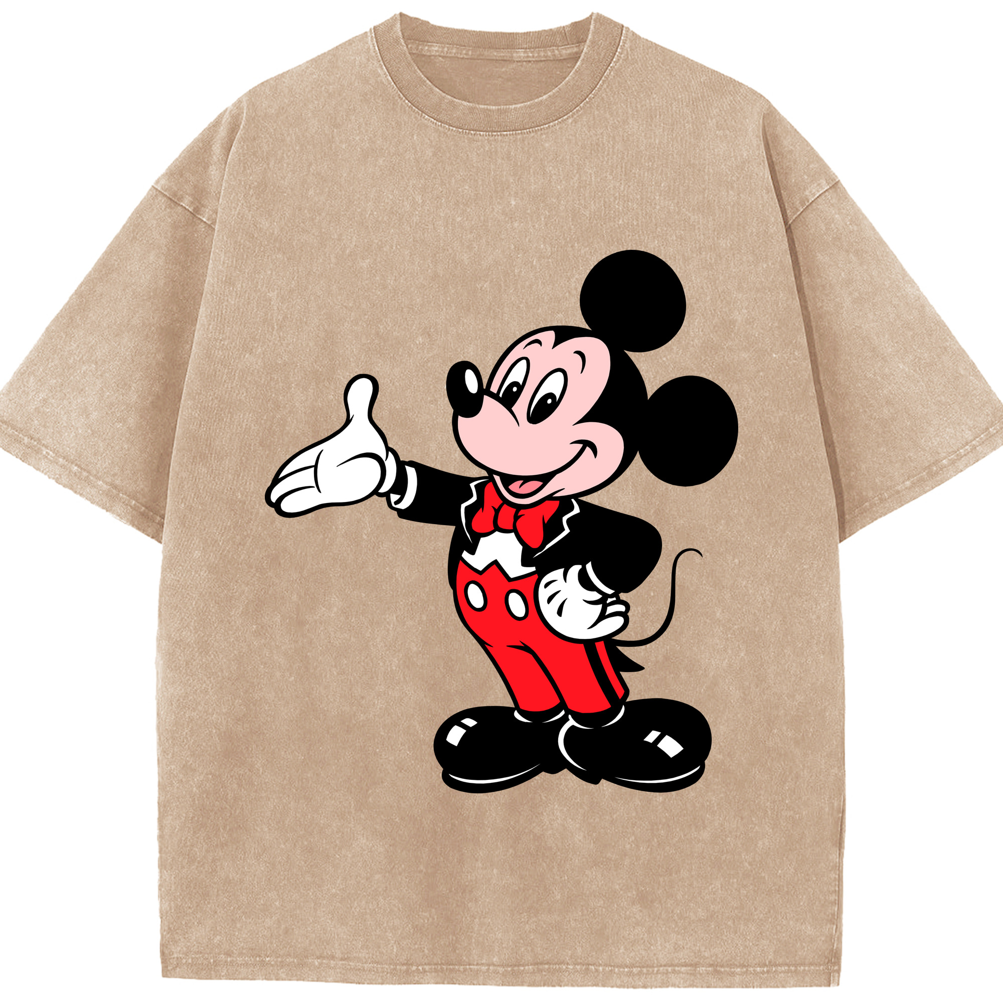 （画像用） ミッキーマウス Mickey Mouse 綿100% ヴィンテージ風 半袖Tシャツ（フロントプリント）