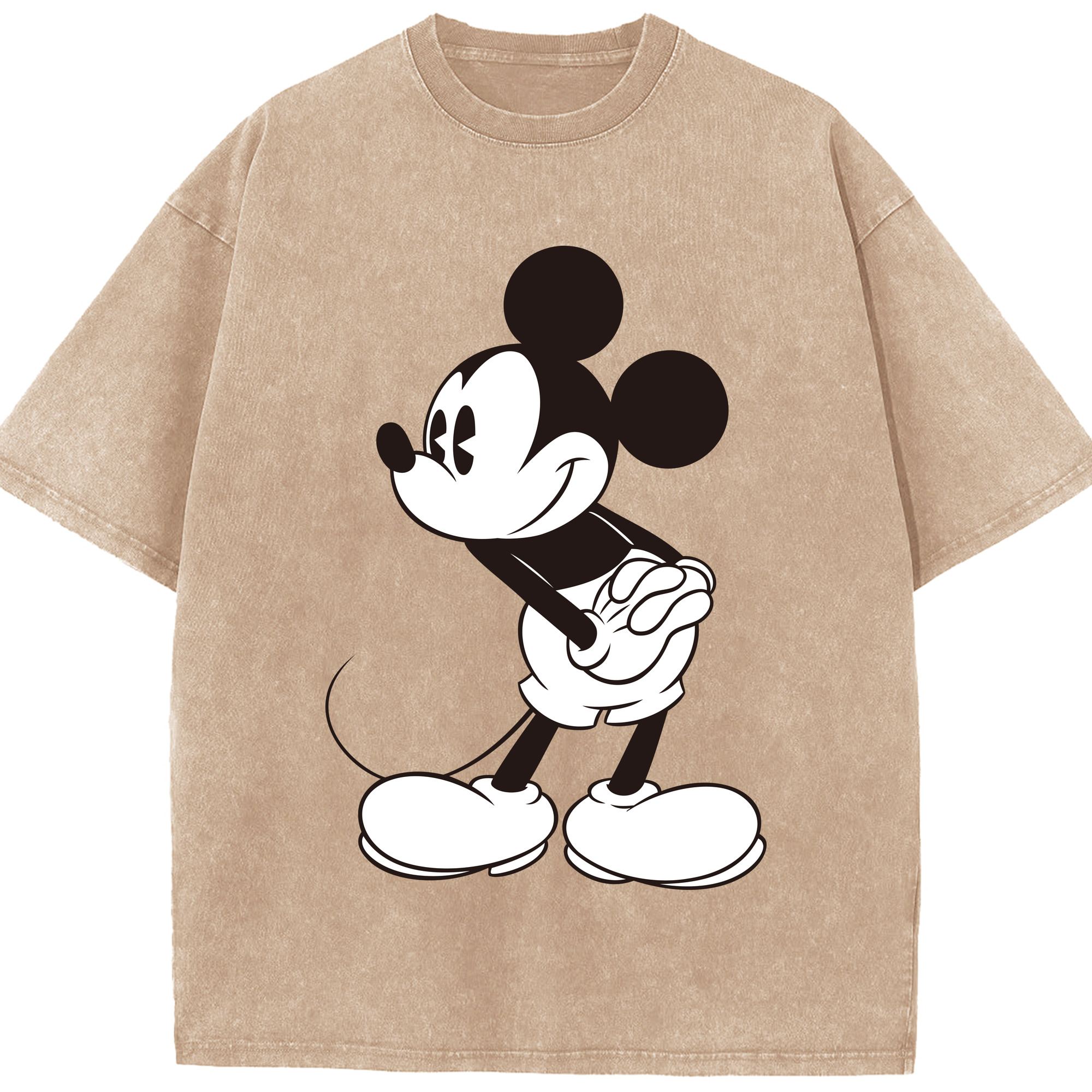 （画像用） ミッキーマウス Mickey Mouse 綿100% ヴィンテージ風 半袖Tシャツ（フロントプリント）