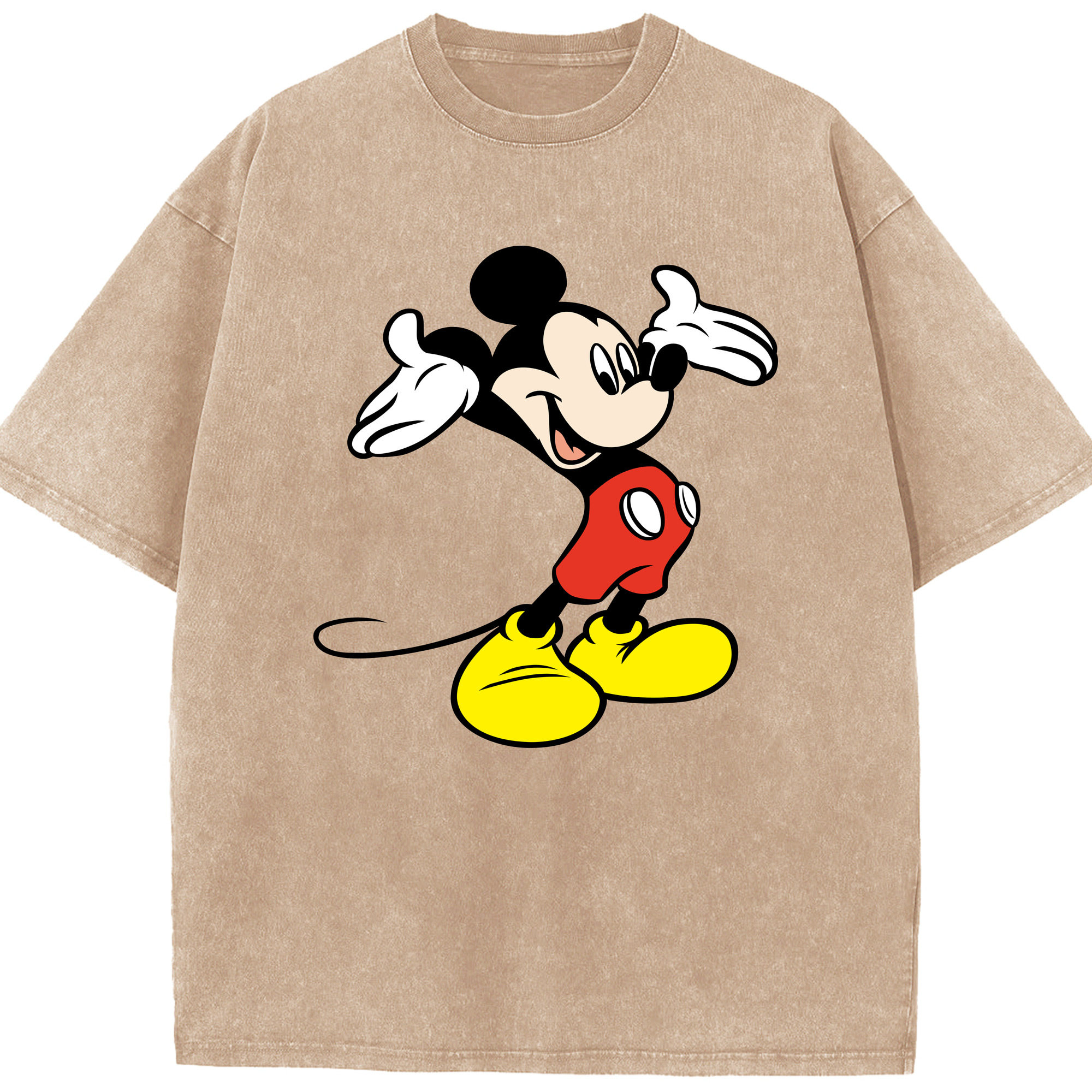 （画像用） ミッキーマウス Mickey Mouse 綿100% ヴィンテージ風 半袖Tシャツ（フロントプリント）