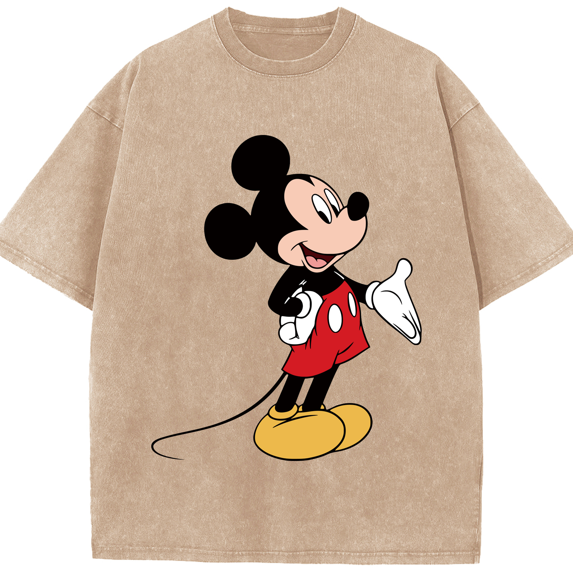 （画像用） ミッキーマウス Mickey Mouse 綿100% ヴィンテージ風 半袖Tシャツ（フロントプリント）