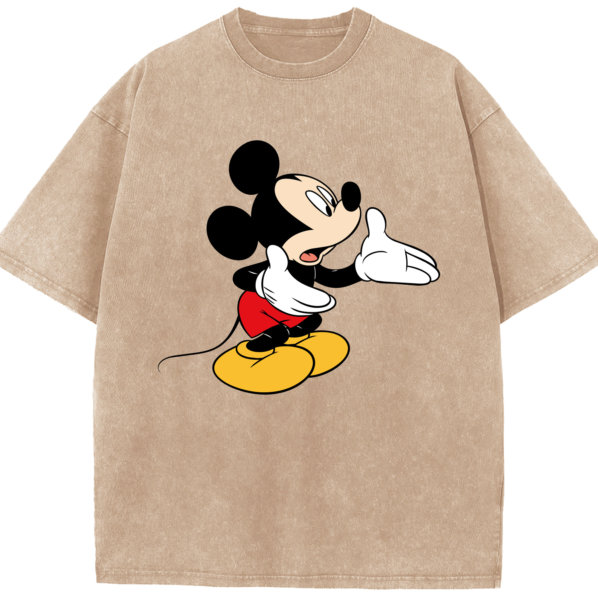 （画像用） ミッキーマウス Mickey Mouse 綿100% ヴィンテージ風 半袖Tシャツ（フロントプリント）