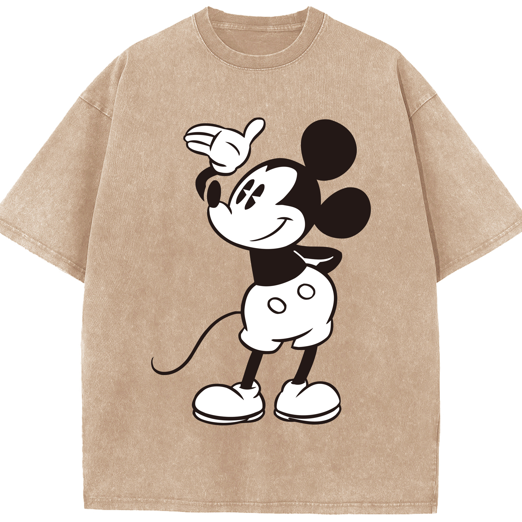（画像用） ミッキーマウス Mickey Mouse 綿100% ヴィンテージ風 半袖Tシャツ（フロントプリント）