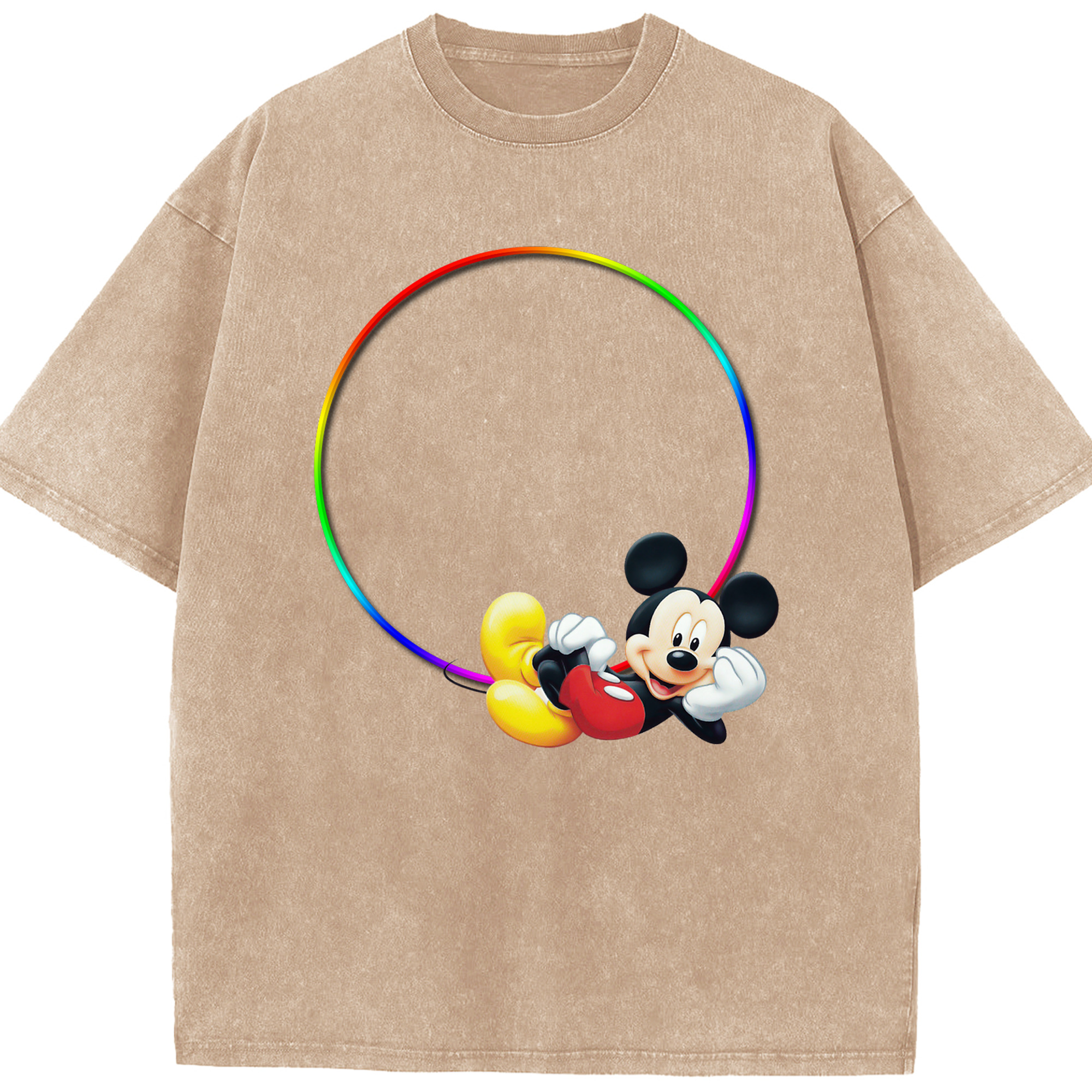 （画像用） ミッキーマウス Mickey Mouse 綿100% ヴィンテージ風 半袖Tシャツ（フロントプリント）