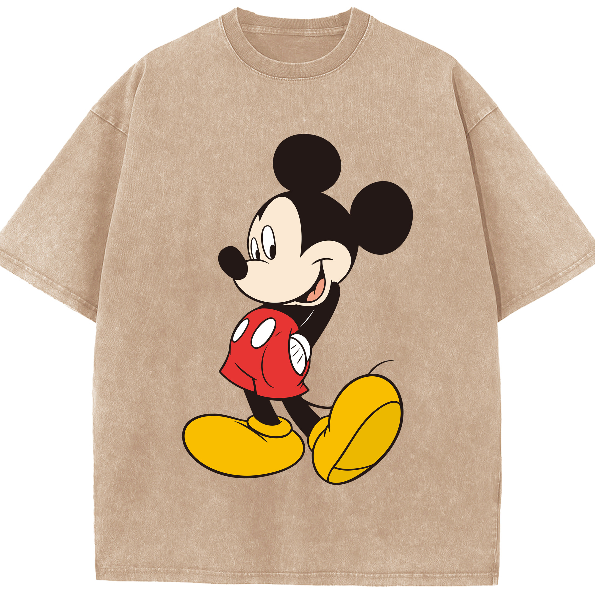 （画像用） ミッキーマウス Mickey Mouse 綿100% ヴィンテージ風 半袖Tシャツ（フロントプリント）