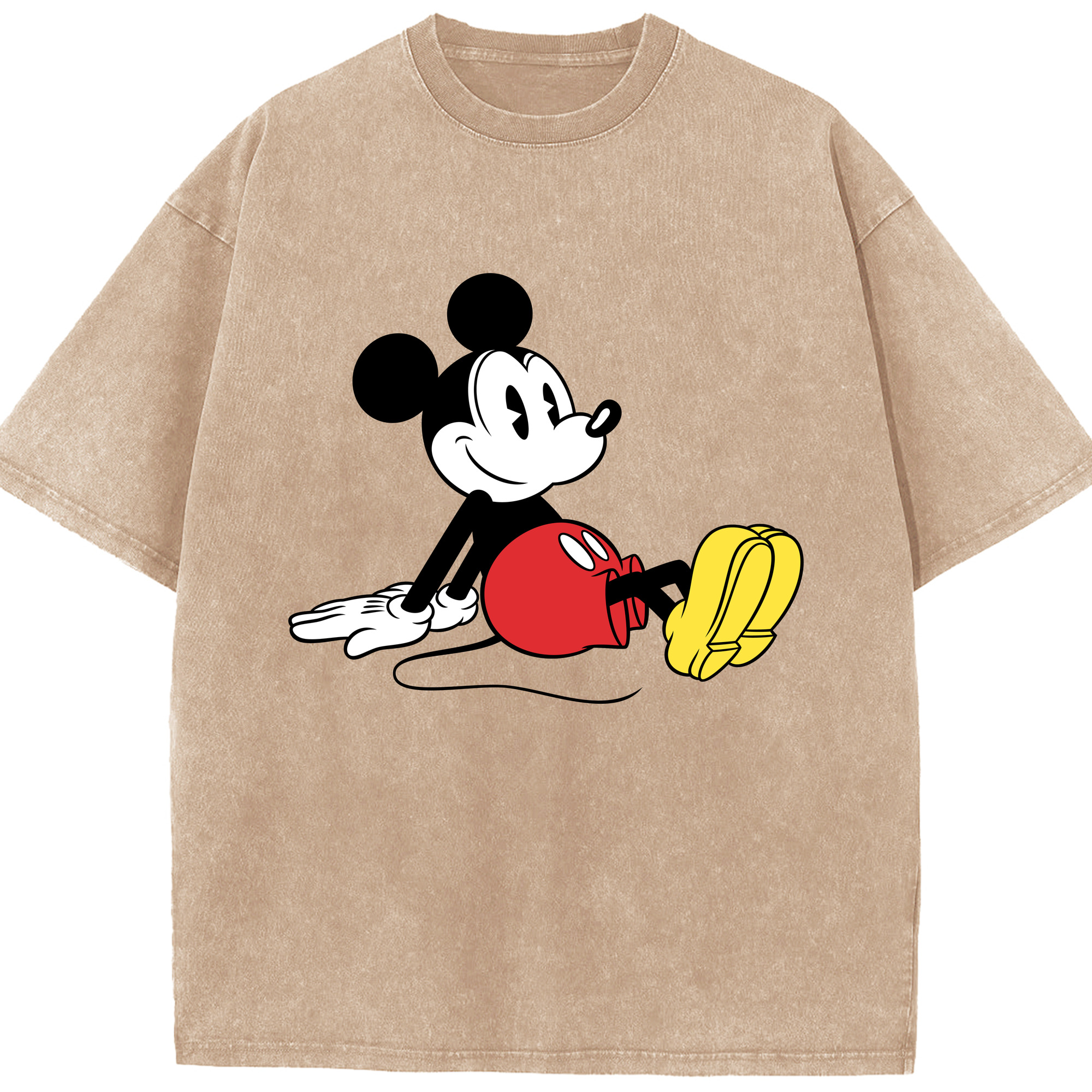 （画像用） ミッキーマウス Mickey Mouse 綿100% ヴィンテージ風 半袖Tシャツ（フロントプリント）