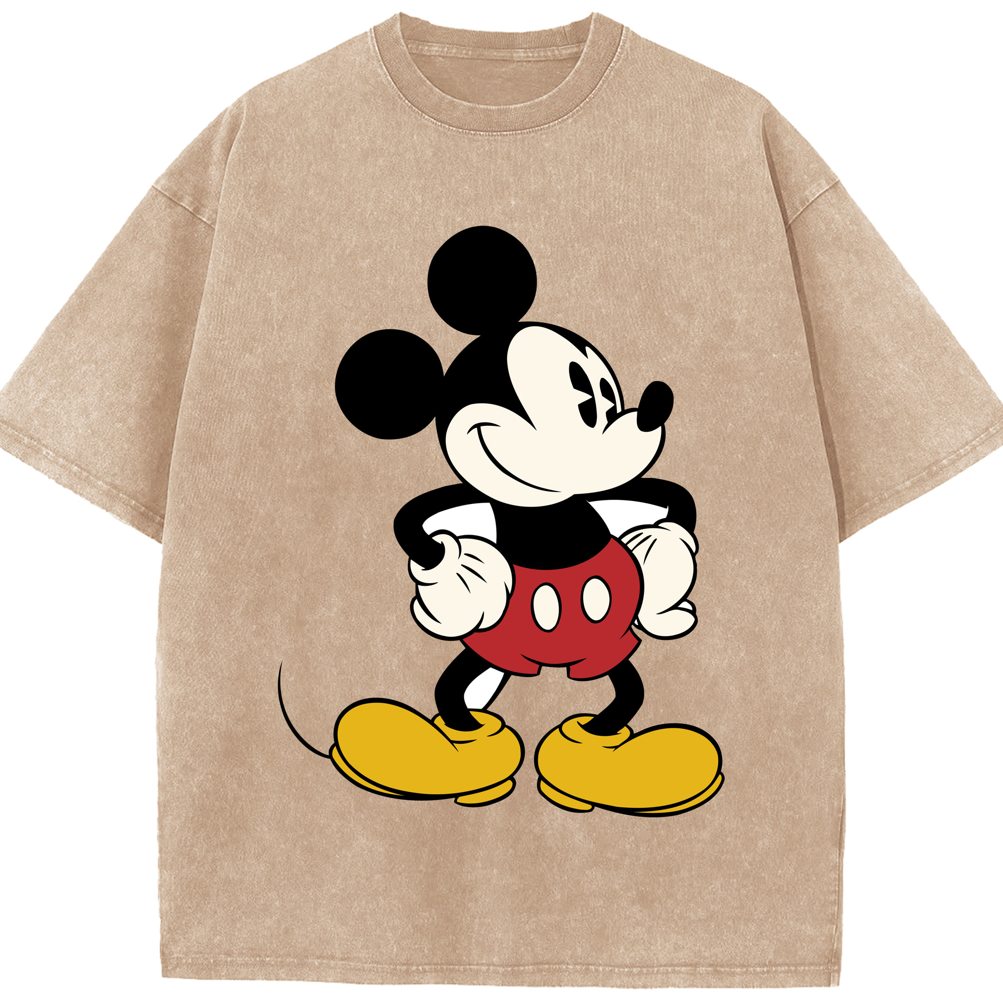 （画像用） ミッキーマウス Mickey Mouse 綿100% ヴィンテージ風 半袖Tシャツ（フロントプリント）