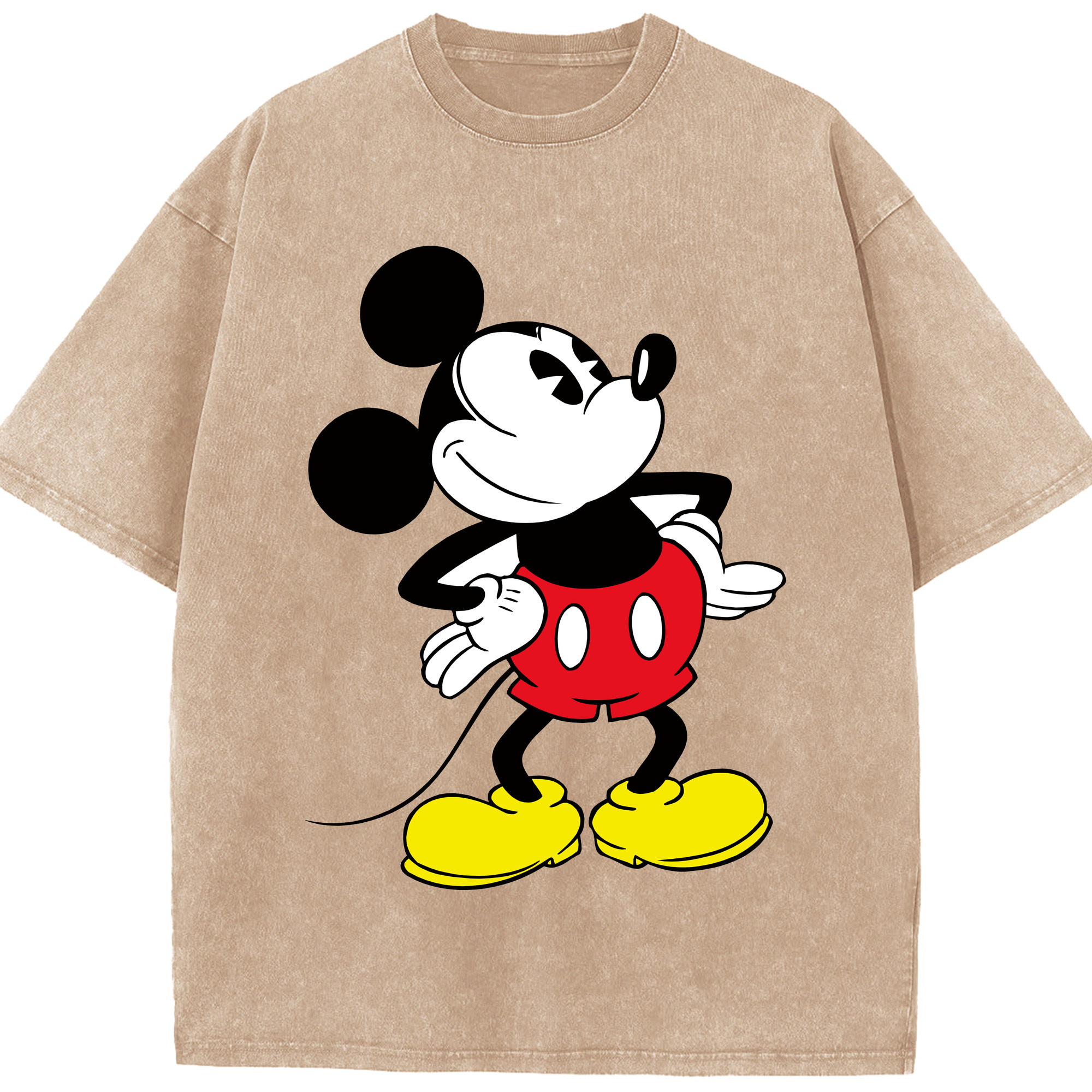 （画像用） ミッキーマウス Mickey Mouse 綿100% ヴィンテージ風 半袖Tシャツ（フロントプリント）
