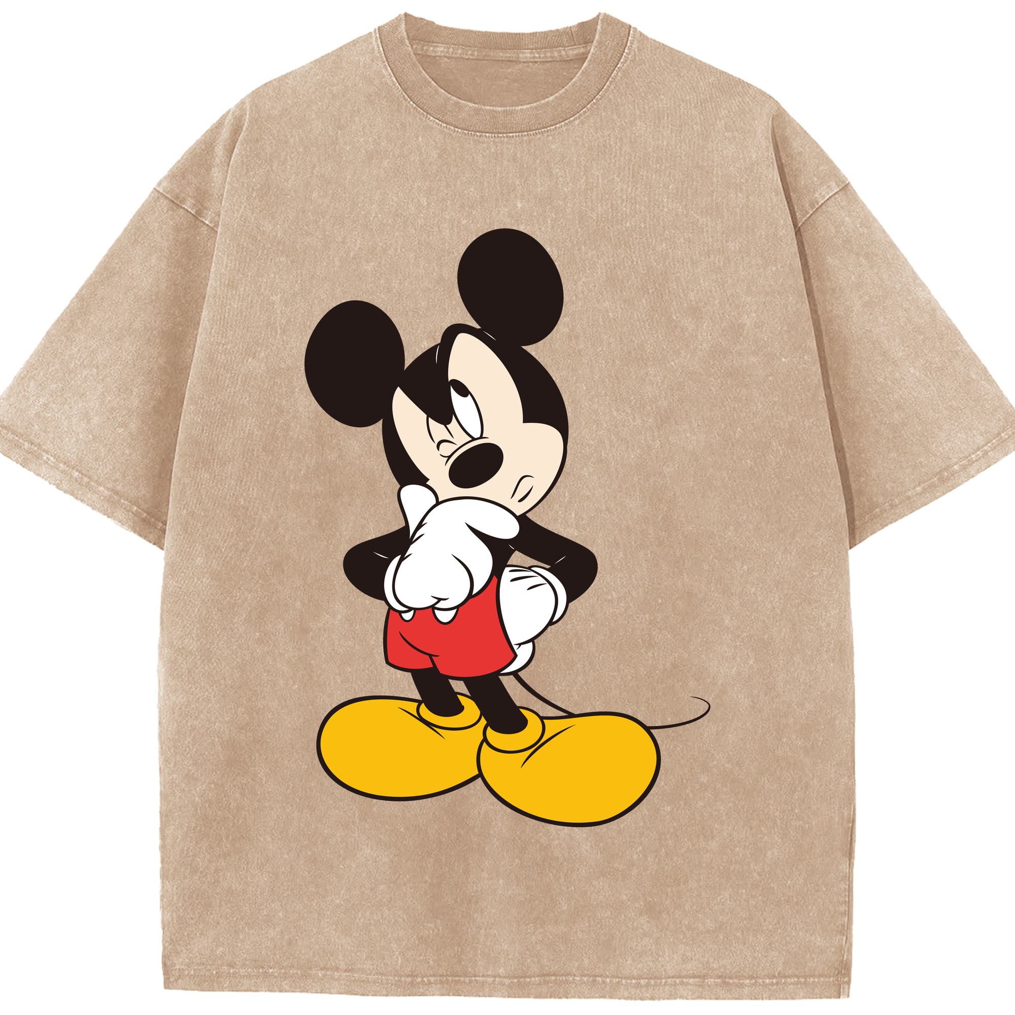 （画像用） ミッキーマウス Mickey Mouse 綿100% ヴィンテージ風 半袖Tシャツ（フロントプリント）
