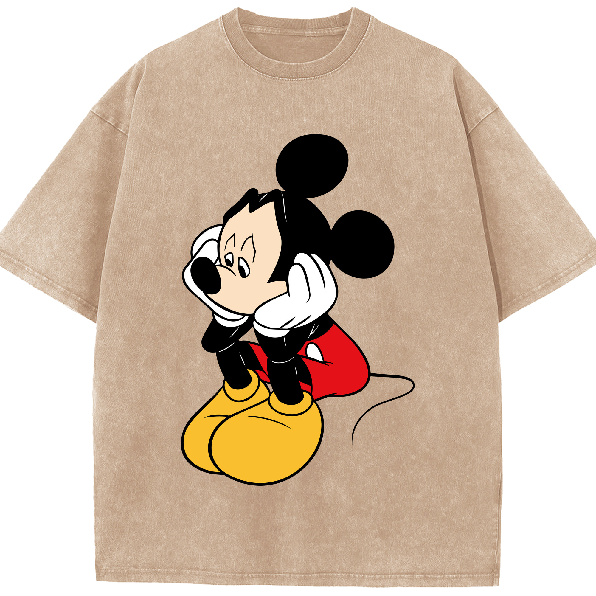 （画像用） ミッキーマウス Mickey Mouse 綿100% ヴィンテージ風 半袖Tシャツ（フロントプリント）