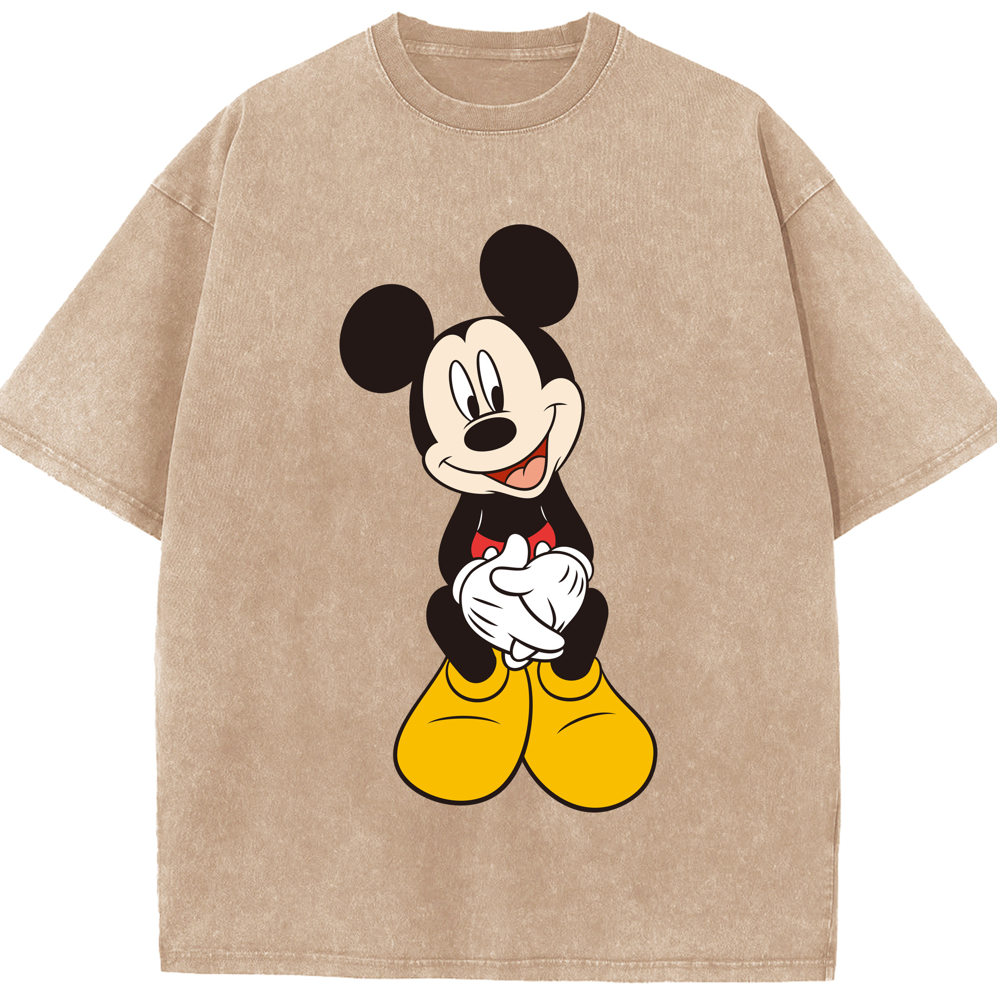 （画像用） ミッキーマウス Mickey Mouse 綿100% ヴィンテージ風 半袖Tシャツ（フロントプリント）