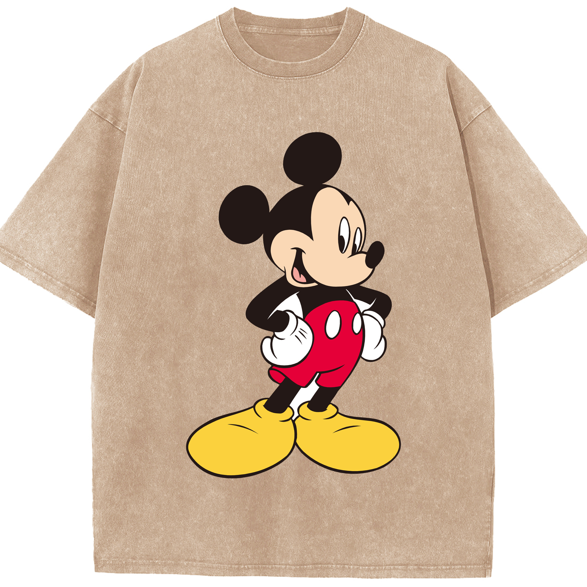 （画像用） ミッキーマウス Mickey Mouse 綿100% ヴィンテージ風 半袖Tシャツ（フロントプリント）