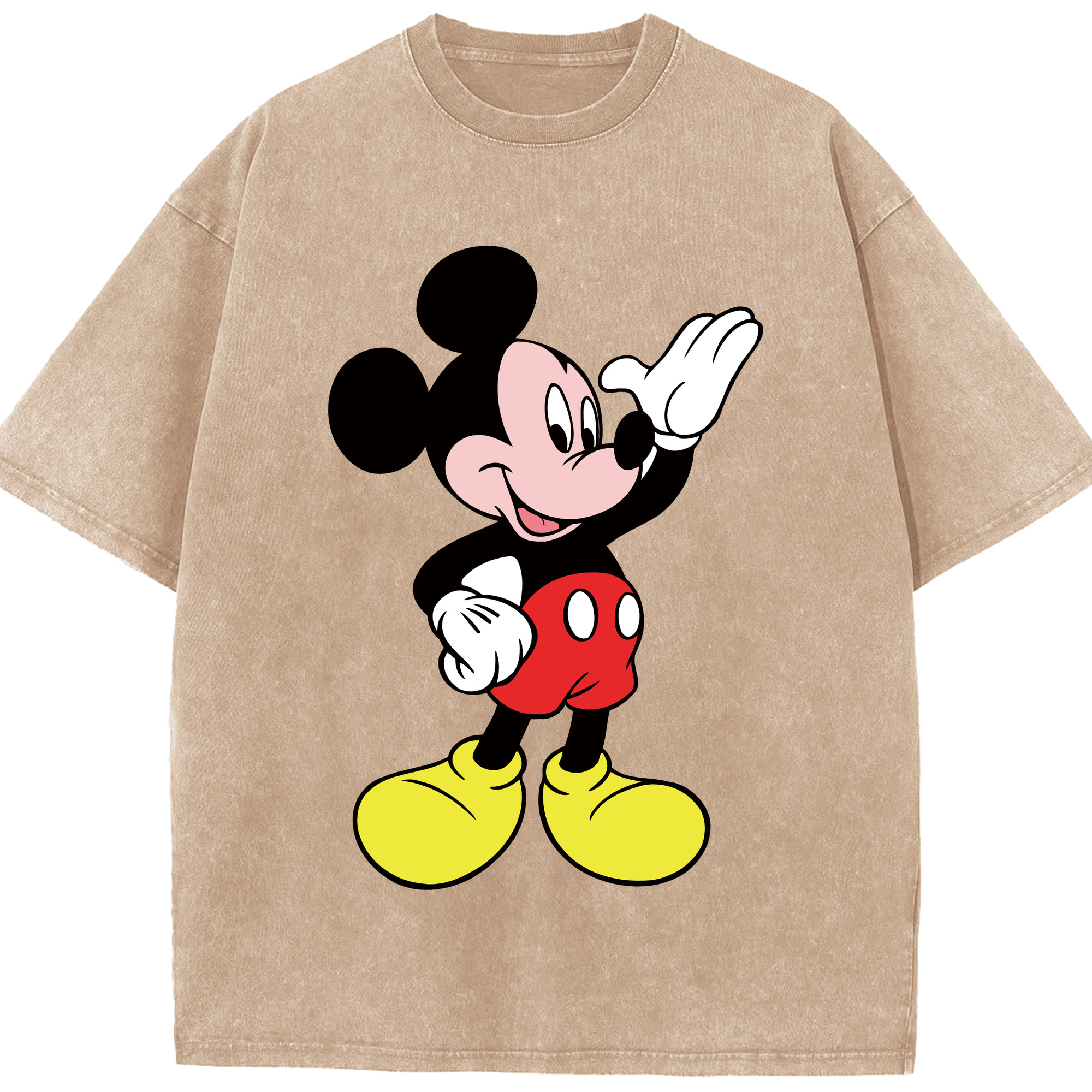 （画像用） ミッキーマウス Mickey Mouse 綿100% ヴィンテージ風 半袖Tシャツ（フロントプリント）