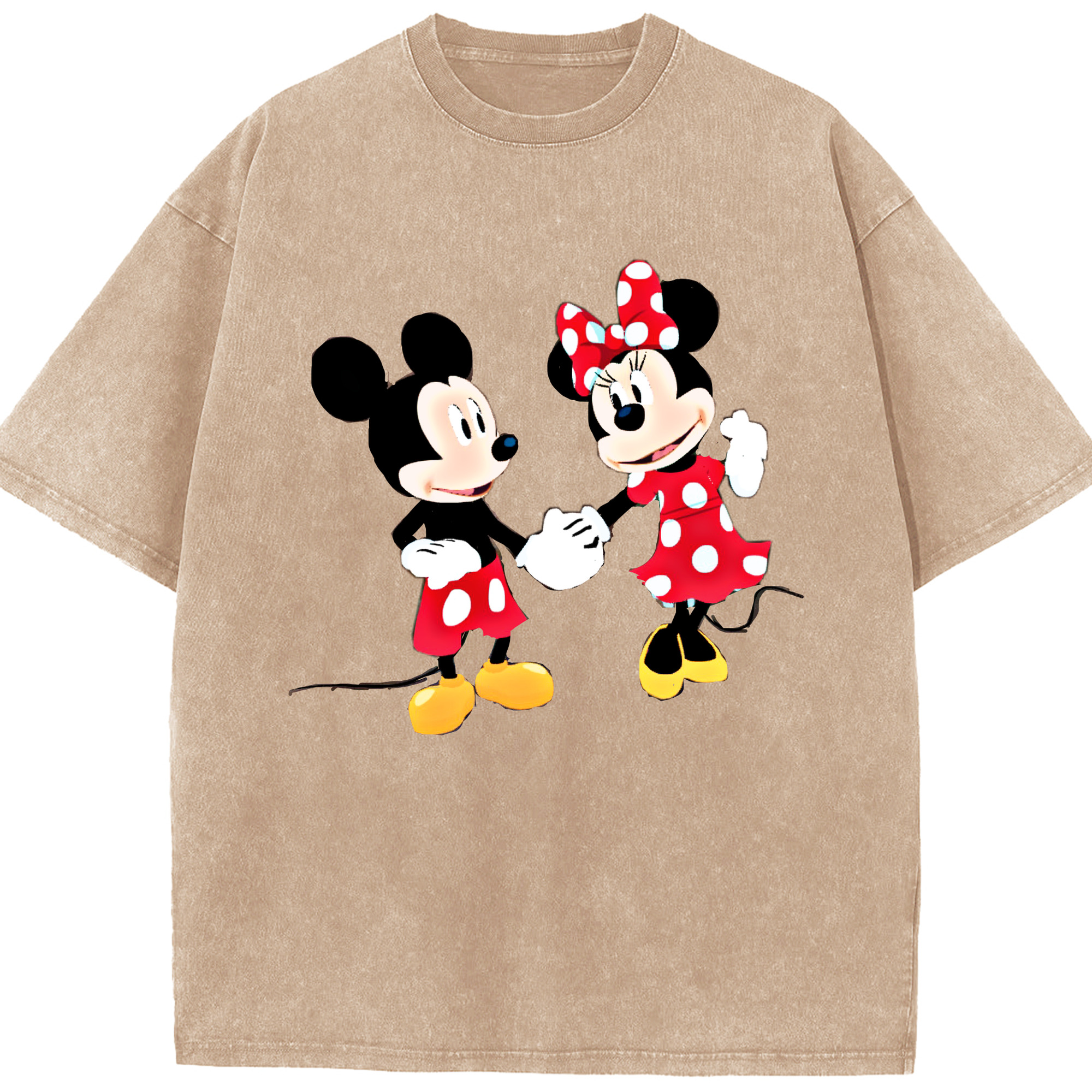 （画像用） ミッキーマウス Mickey Mouse 綿100% ヴィンテージ風 半袖Tシャツ（フロントプリント）