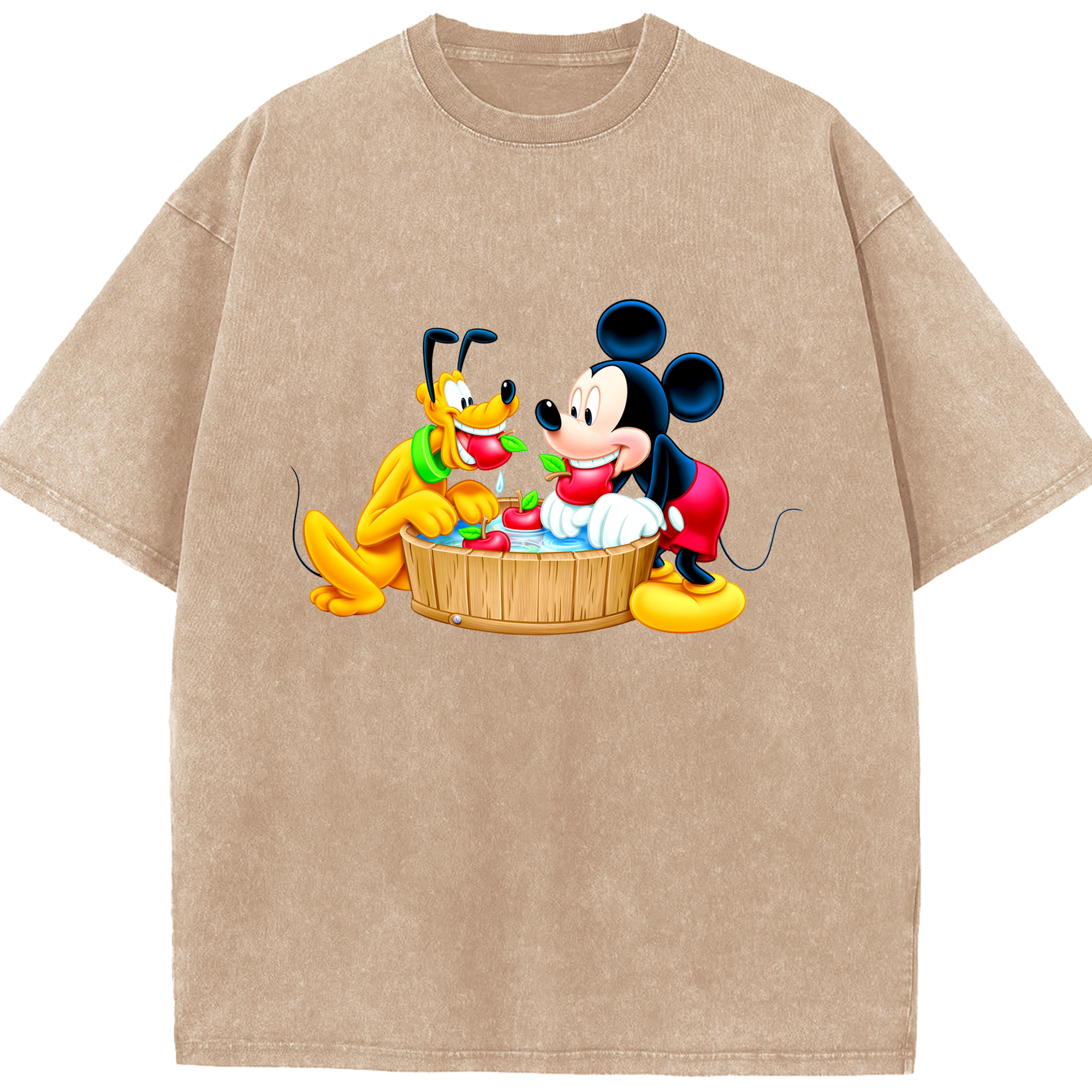 （画像用） ミッキーマウス Mickey Mouse 綿100% ヴィンテージ風 半袖Tシャツ（フロントプリント）