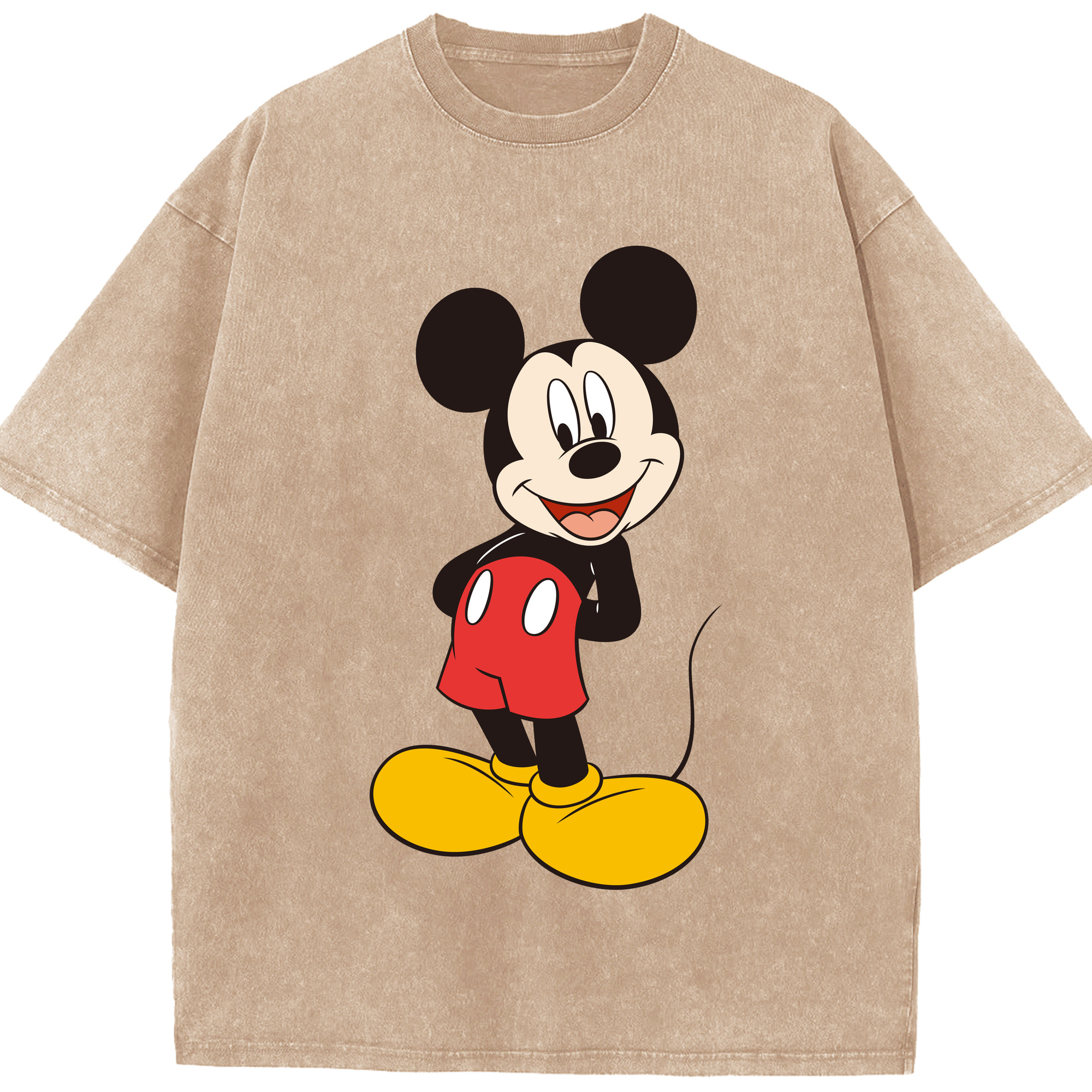 （画像用） ミッキーマウス Mickey Mouse 綿100% ヴィンテージ風 半袖Tシャツ（フロントプリント）
