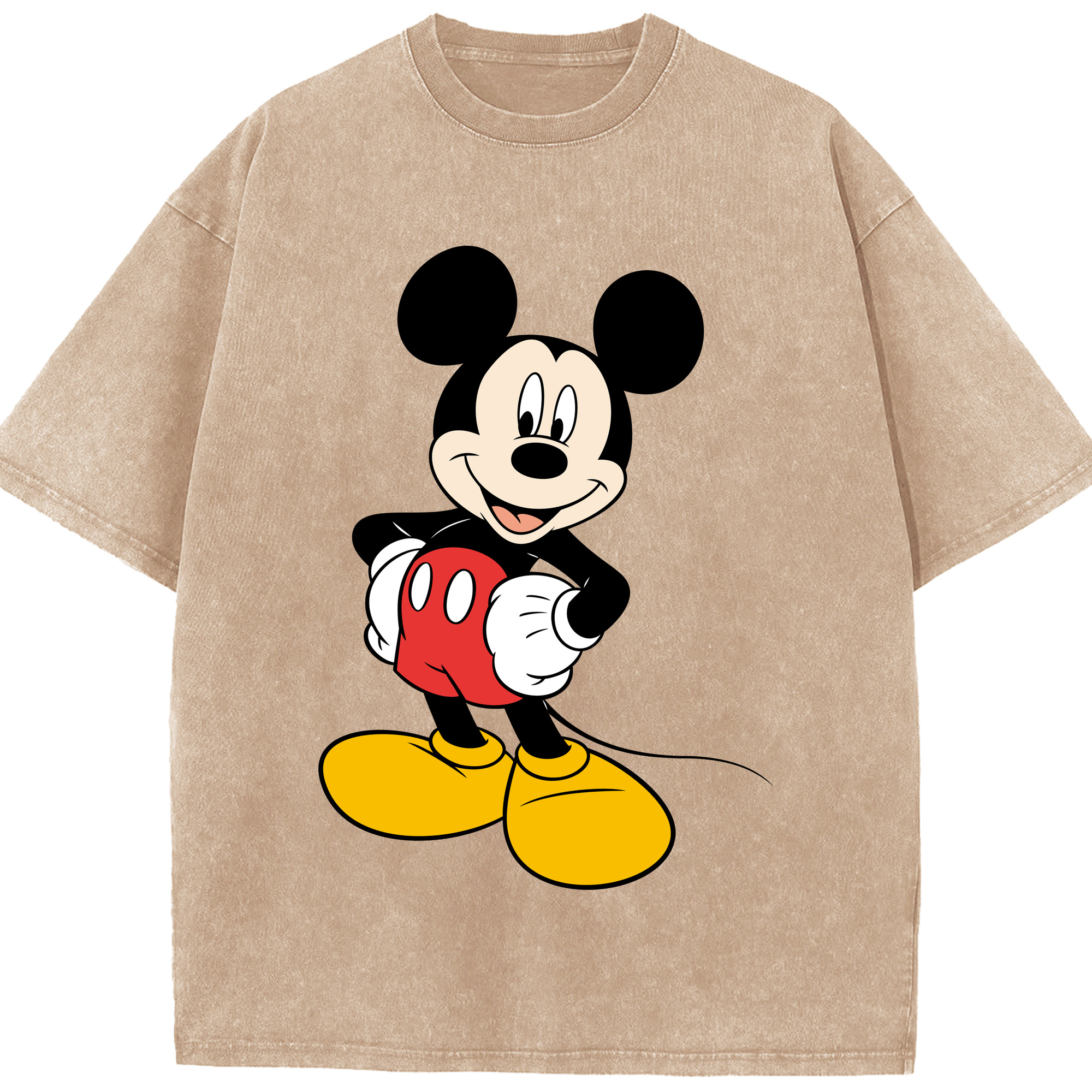 （画像用） ミッキーマウス Mickey Mouse 綿100% ヴィンテージ風 半袖Tシャツ（フロントプリント）