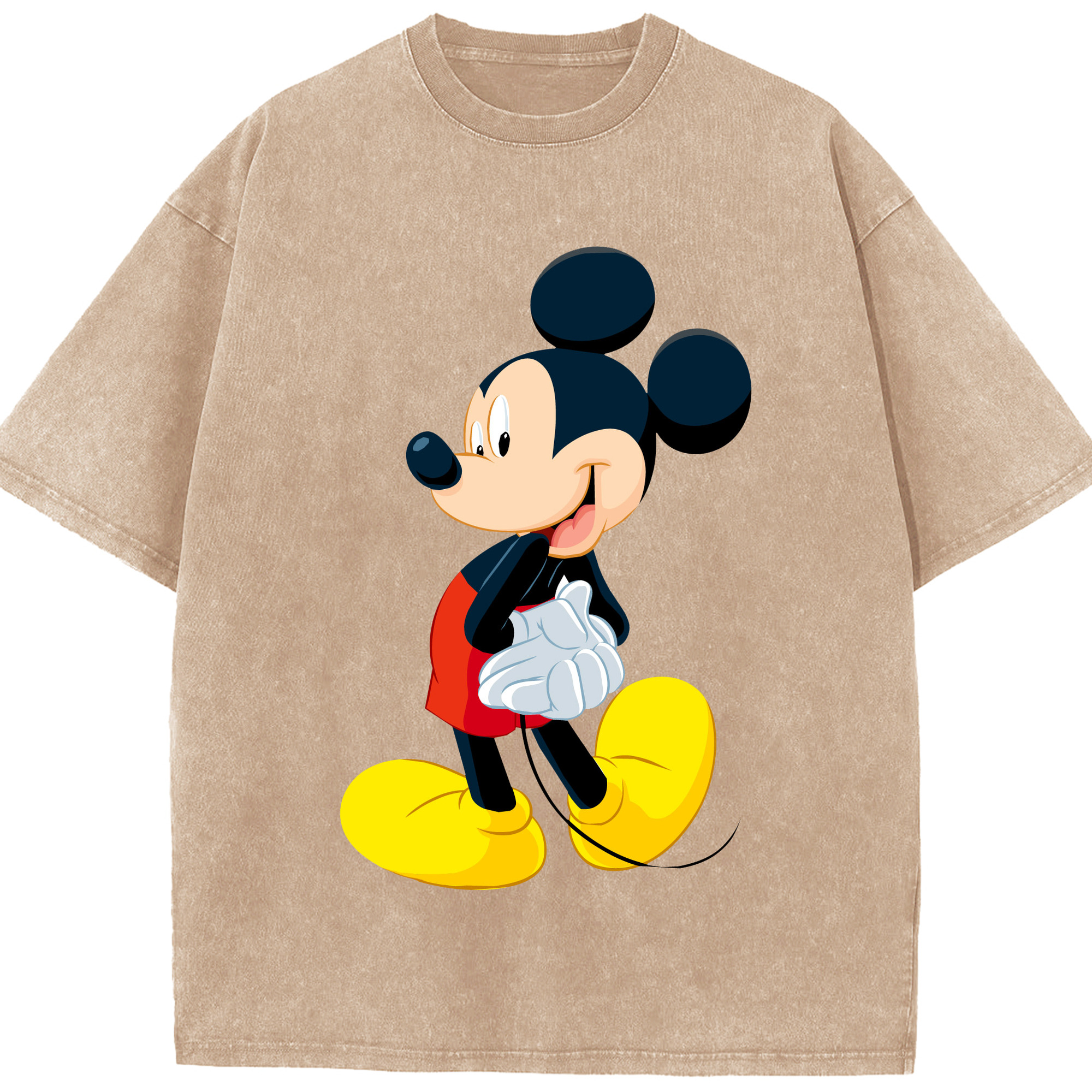 （画像用） ミッキーマウス Mickey Mouse 綿100% ヴィンテージ風 半袖Tシャツ（フロントプリント）