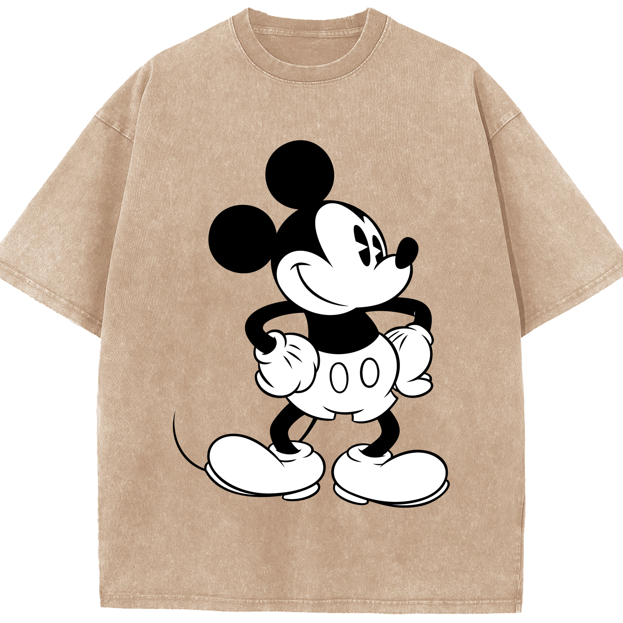 （画像用） ミッキーマウス Mickey Mouse 綿100% ヴィンテージ風 半袖Tシャツ（フロントプリント）
