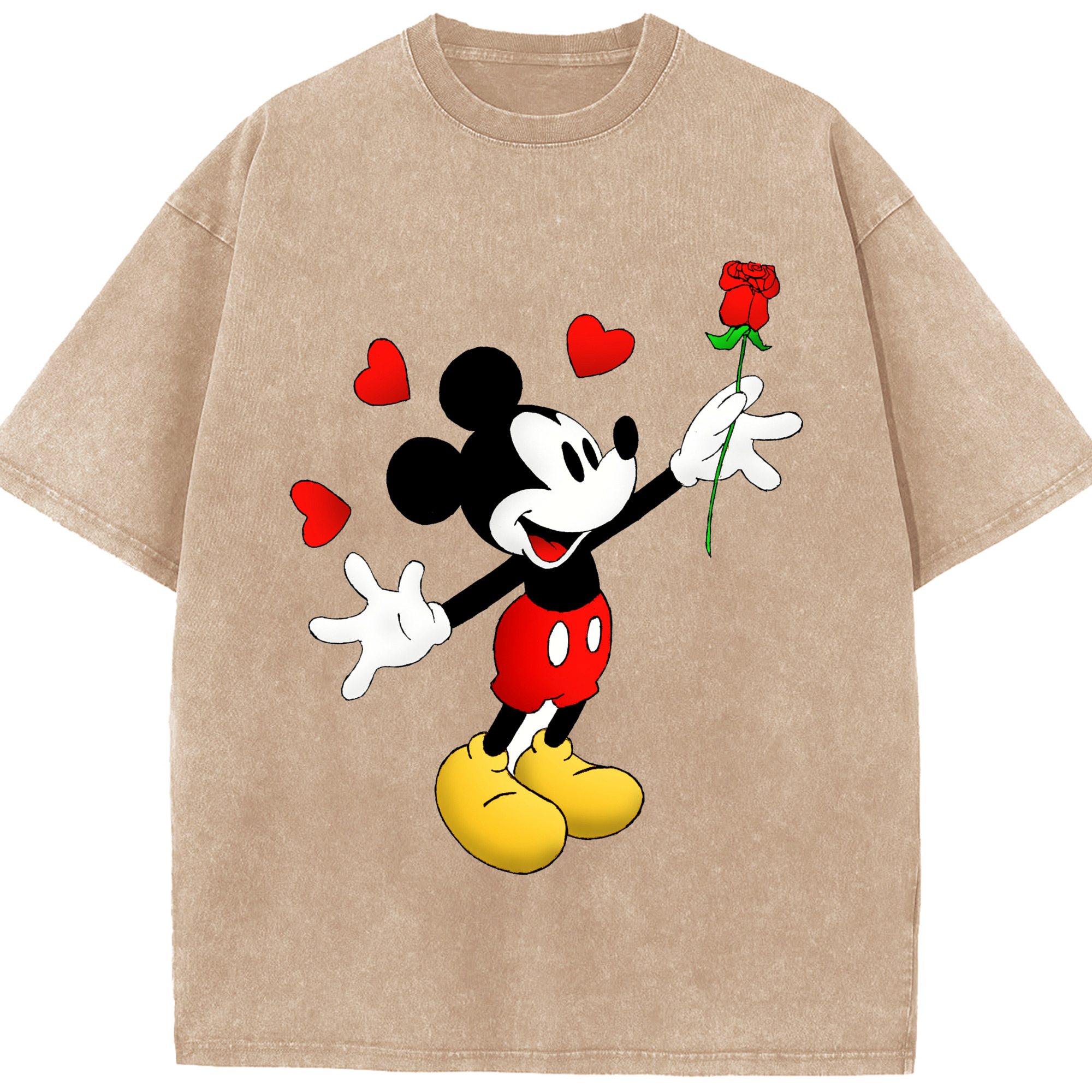 （画像用） ミッキーマウス Mickey Mouse 綿100% ヴィンテージ風 半袖Tシャツ（フロントプリント）
