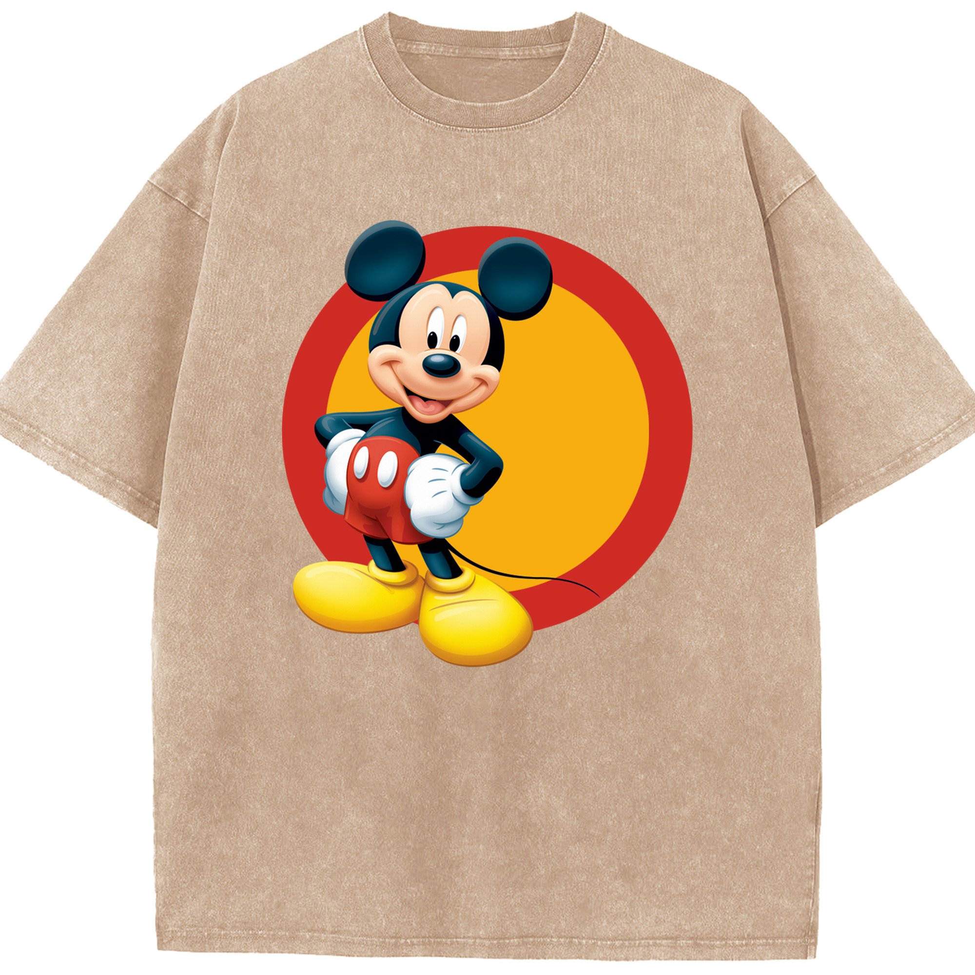 （画像用） ミッキーマウス Mickey Mouse 綿100% ヴィンテージ風 半袖Tシャツ（フロントプリント）