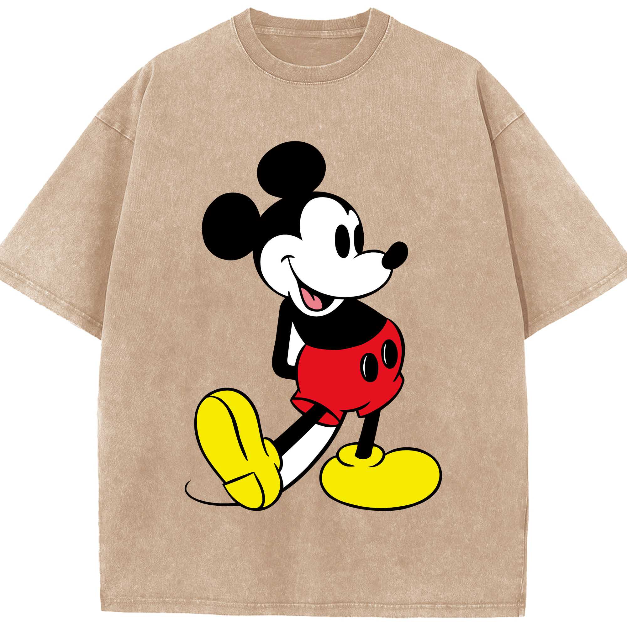 （画像用） ミッキーマウス Mickey Mouse 綿100% ヴィンテージ風 半袖Tシャツ（フロントプリント）