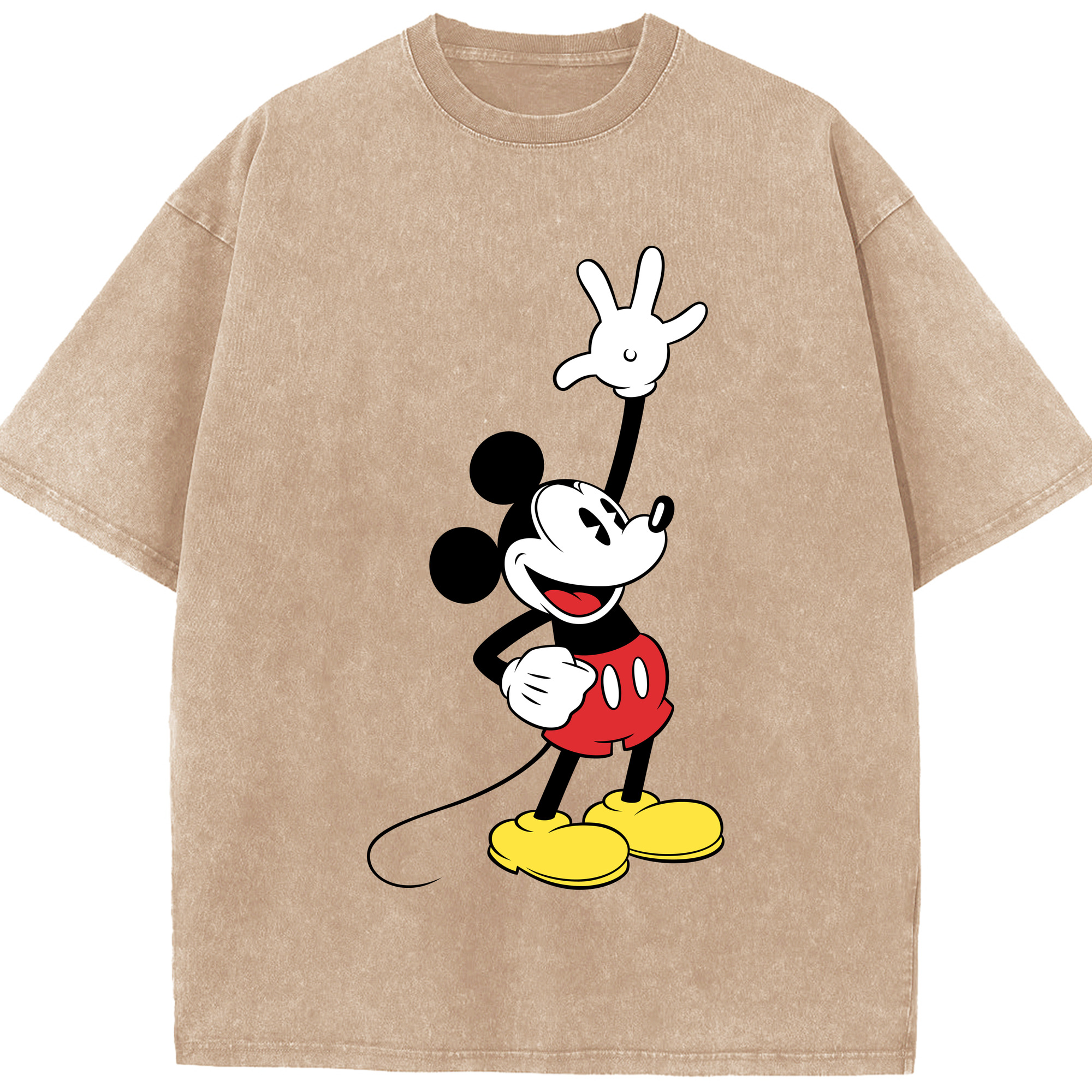 （画像用） ミッキーマウス Mickey Mouse 綿100% ヴィンテージ風 半袖Tシャツ（フロントプリント）