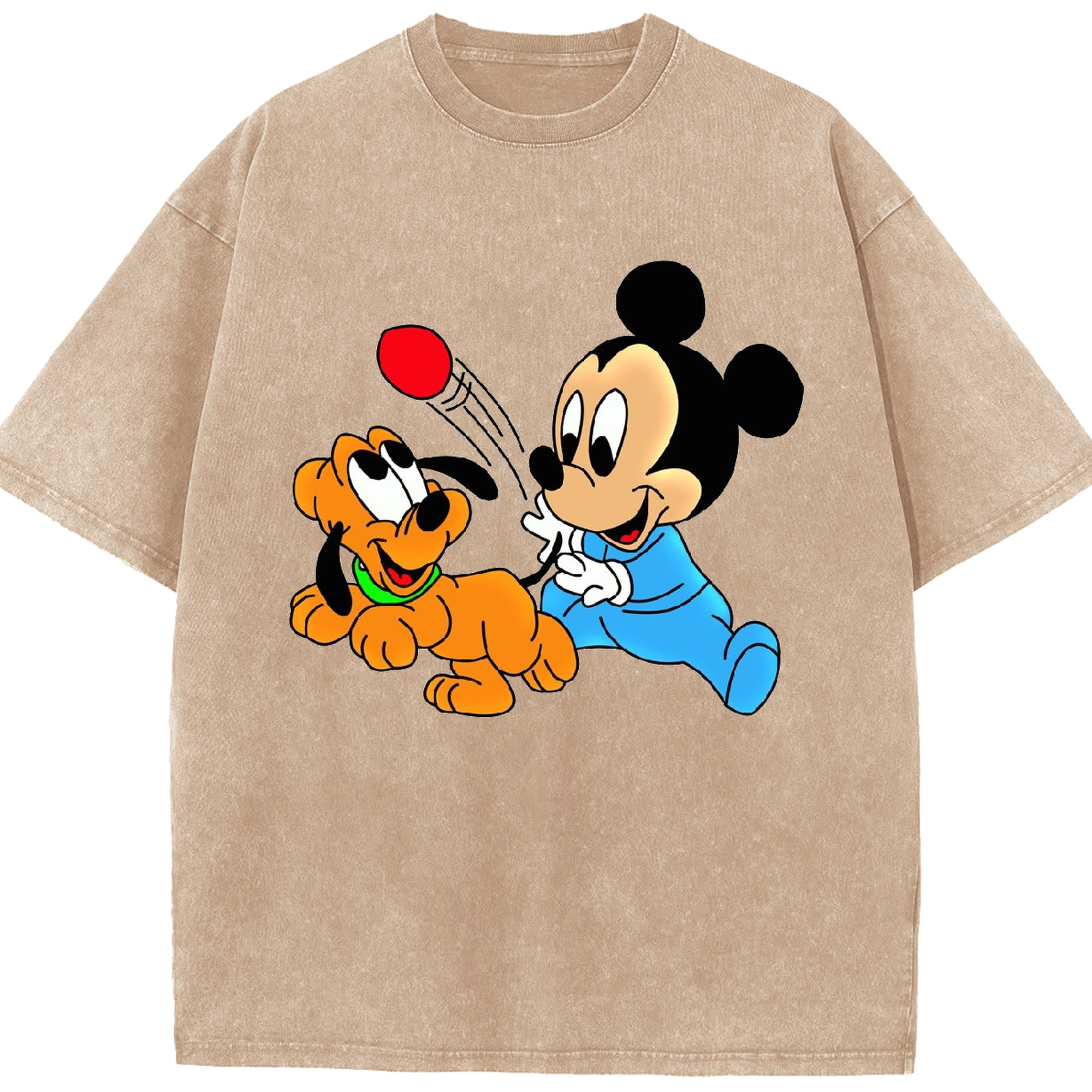 （画像用） ミッキーマウス Mickey Mouse 綿100% ヴィンテージ風 半袖Tシャツ（フロントプリント）