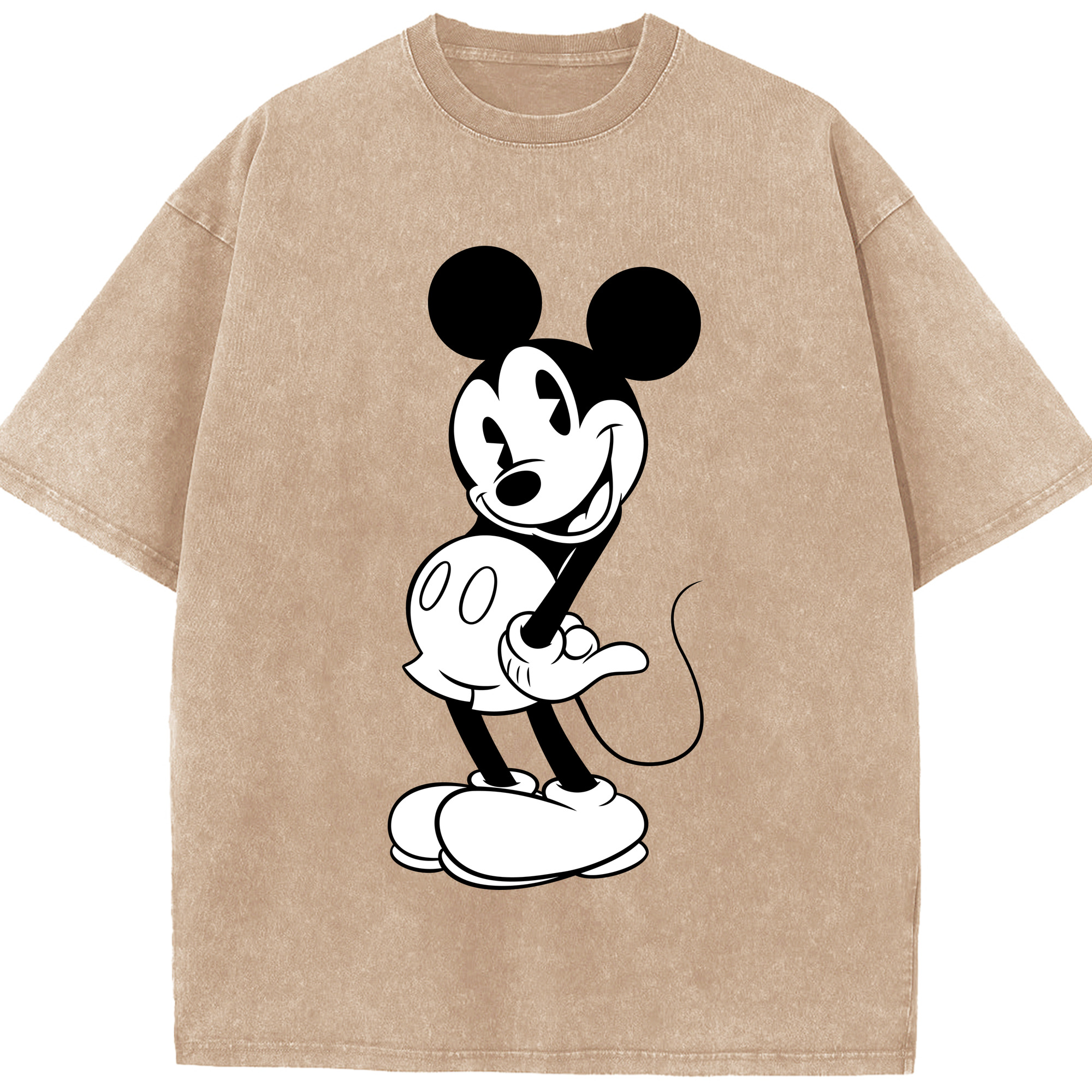 （画像用） ミッキーマウス Mickey Mouse 綿100% ヴィンテージ風 半袖Tシャツ（フロントプリント）