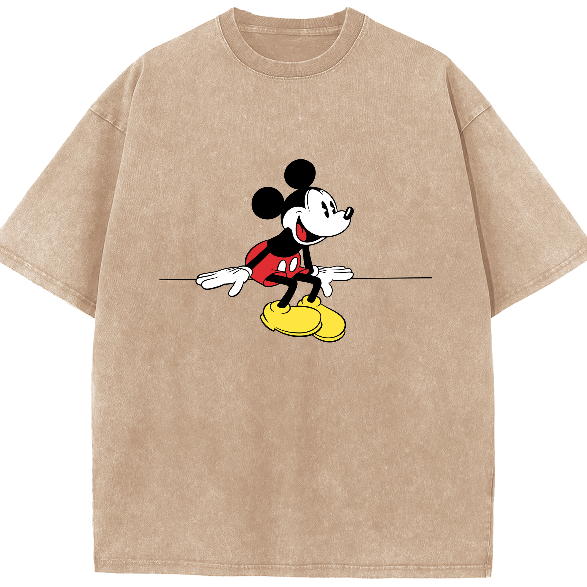 （画像用） ミッキーマウス Mickey Mouse 綿100% ヴィンテージ風 半袖Tシャツ（フロントプリント）