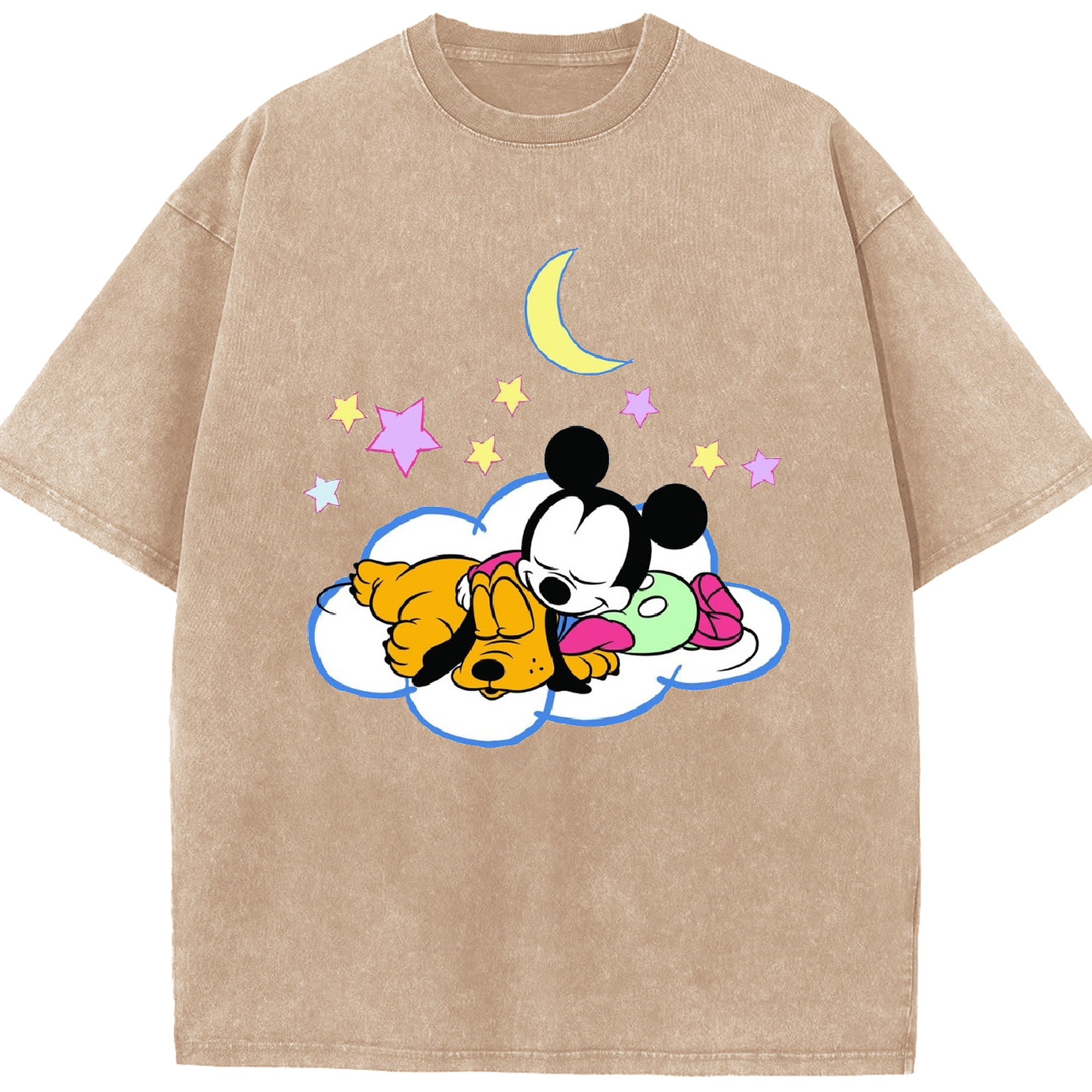 （画像用） ミッキーマウス Mickey Mouse 綿100% ヴィンテージ風 半袖Tシャツ（フロントプリント）