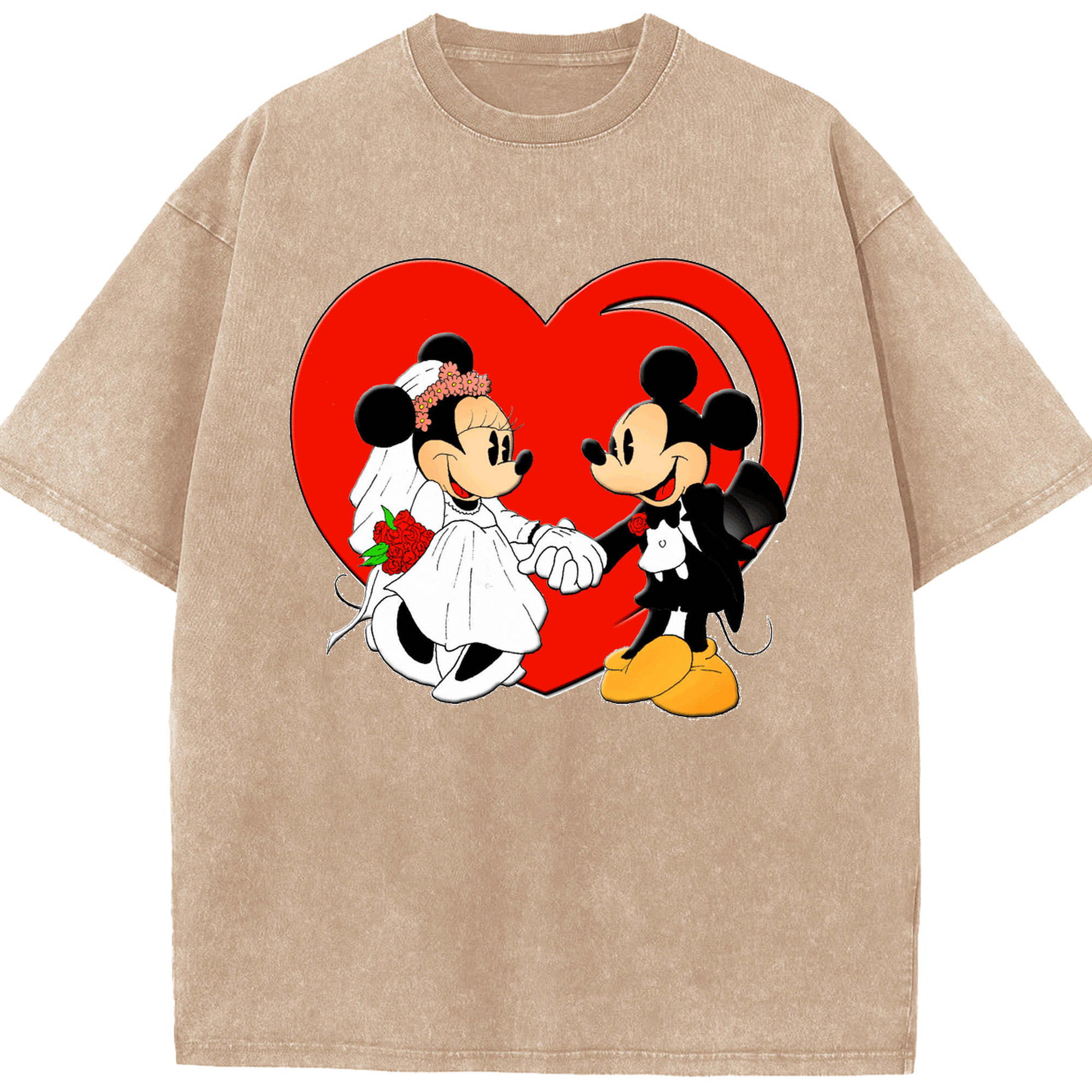 （画像用） ミッキーマウス Mickey Mouse 綿100% ヴィンテージ風 半袖Tシャツ（フロントプリント）