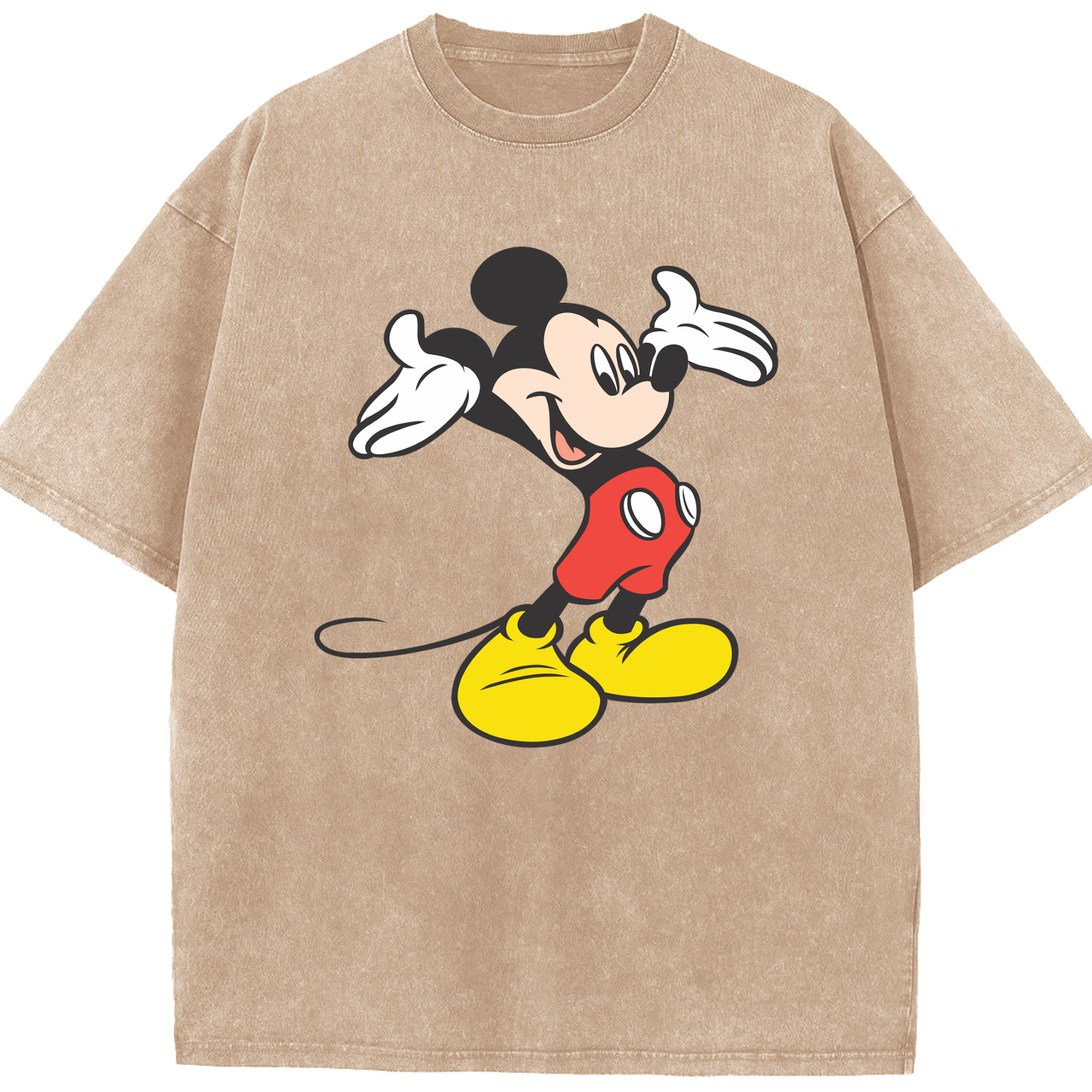 （画像用） ミッキーマウス Mickey Mouse 綿100% ヴィンテージ風 半袖Tシャツ（フロントプリント）