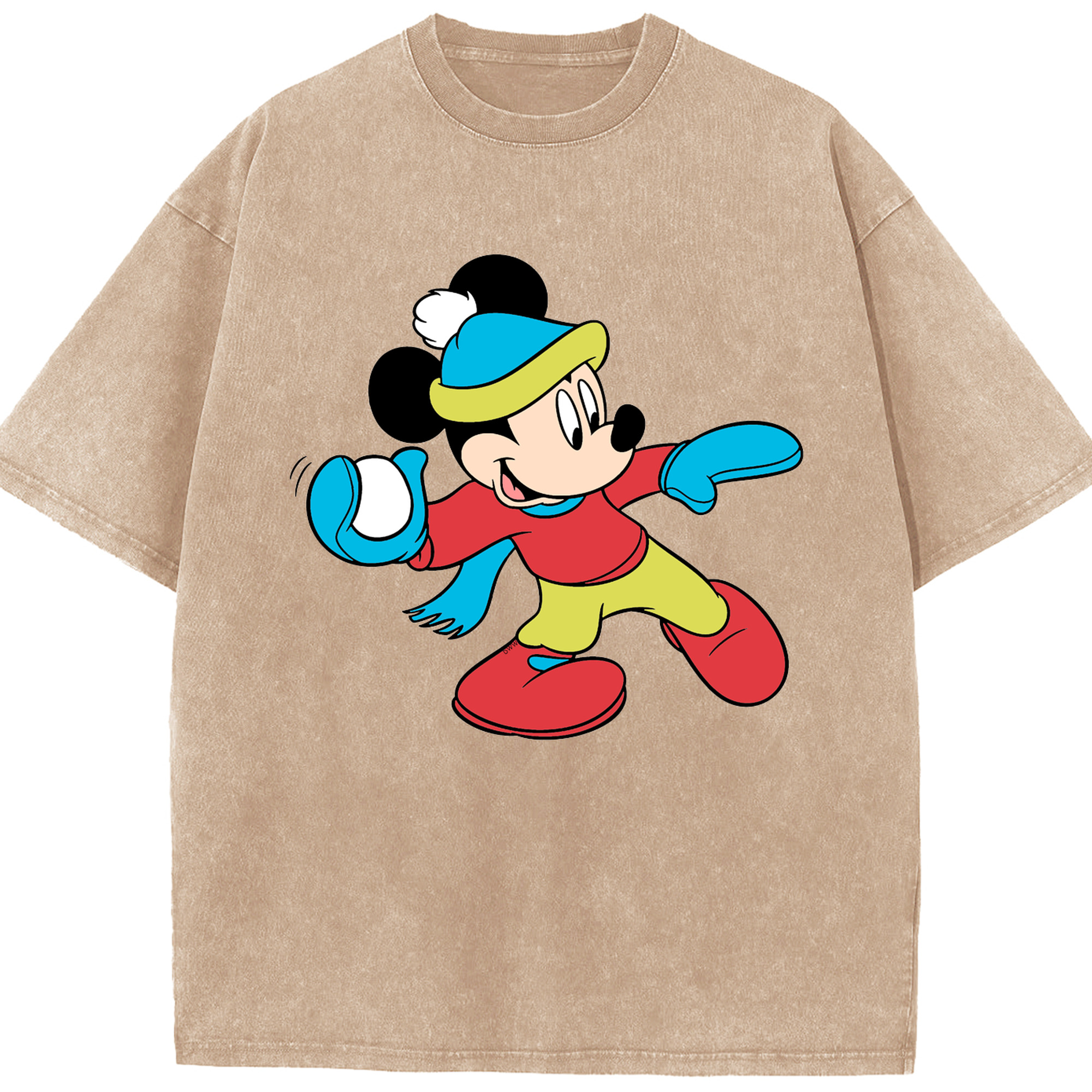 （画像用） ミッキーマウス Mickey Mouse 綿100% ヴィンテージ風 半袖Tシャツ（フロントプリント）