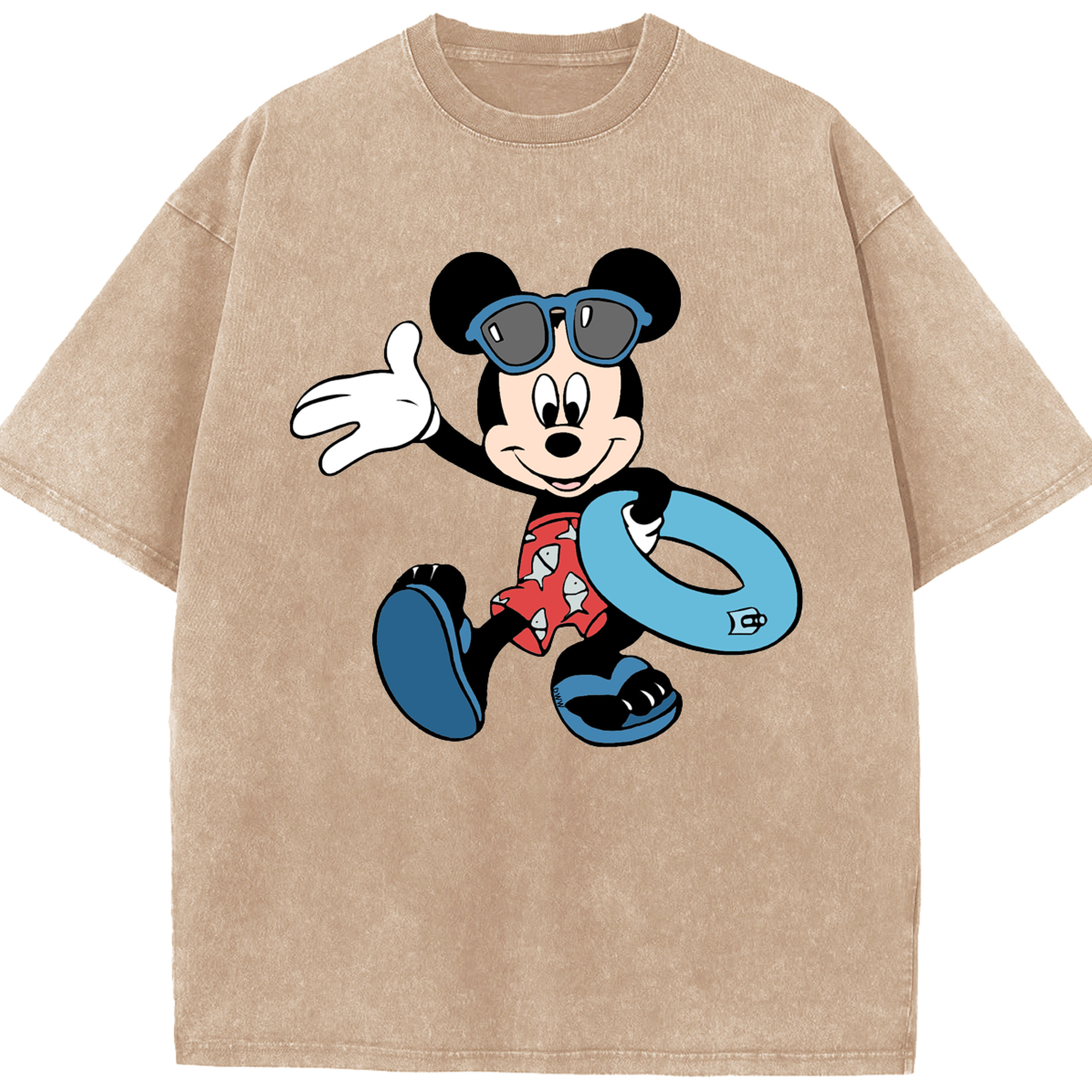 （画像用） ミッキーマウス Mickey Mouse 綿100% ヴィンテージ風 半袖Tシャツ（フロントプリント）