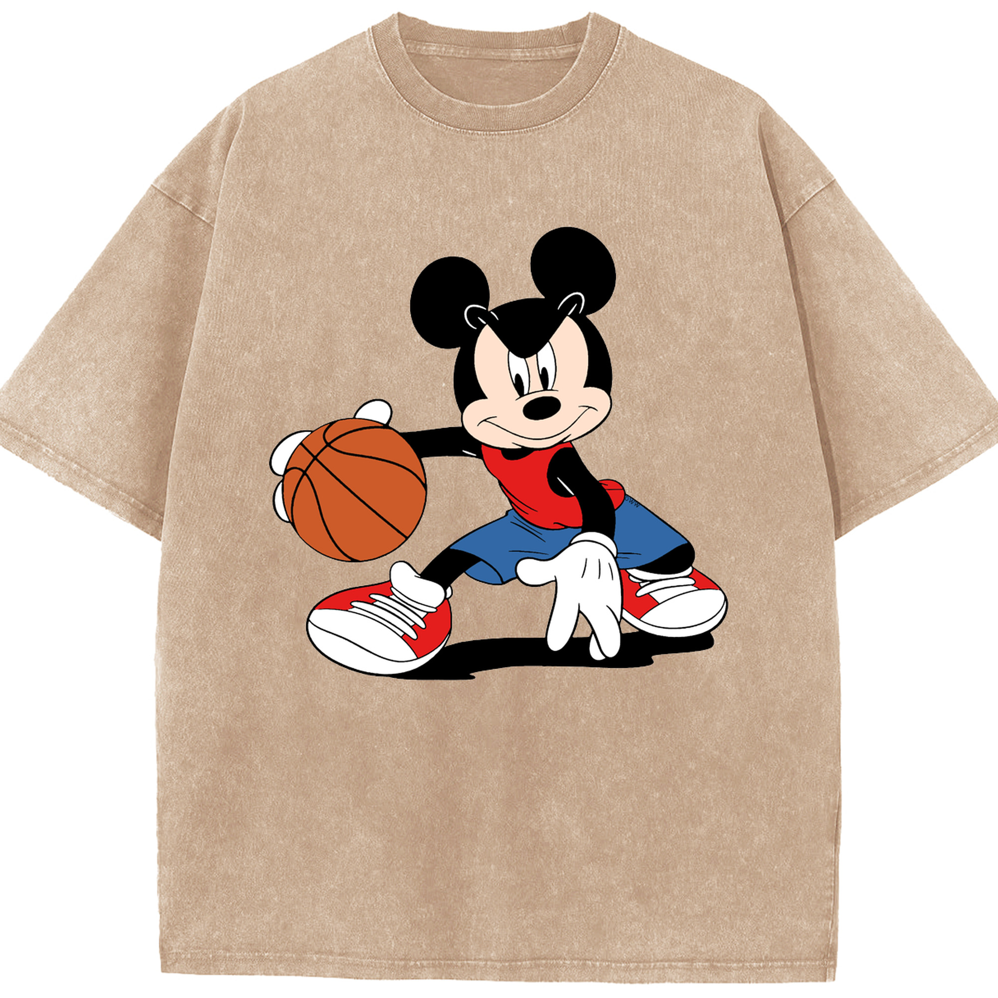 （画像用） ミッキーマウス Mickey Mouse 綿100% ヴィンテージ風 半袖Tシャツ（フロントプリント）