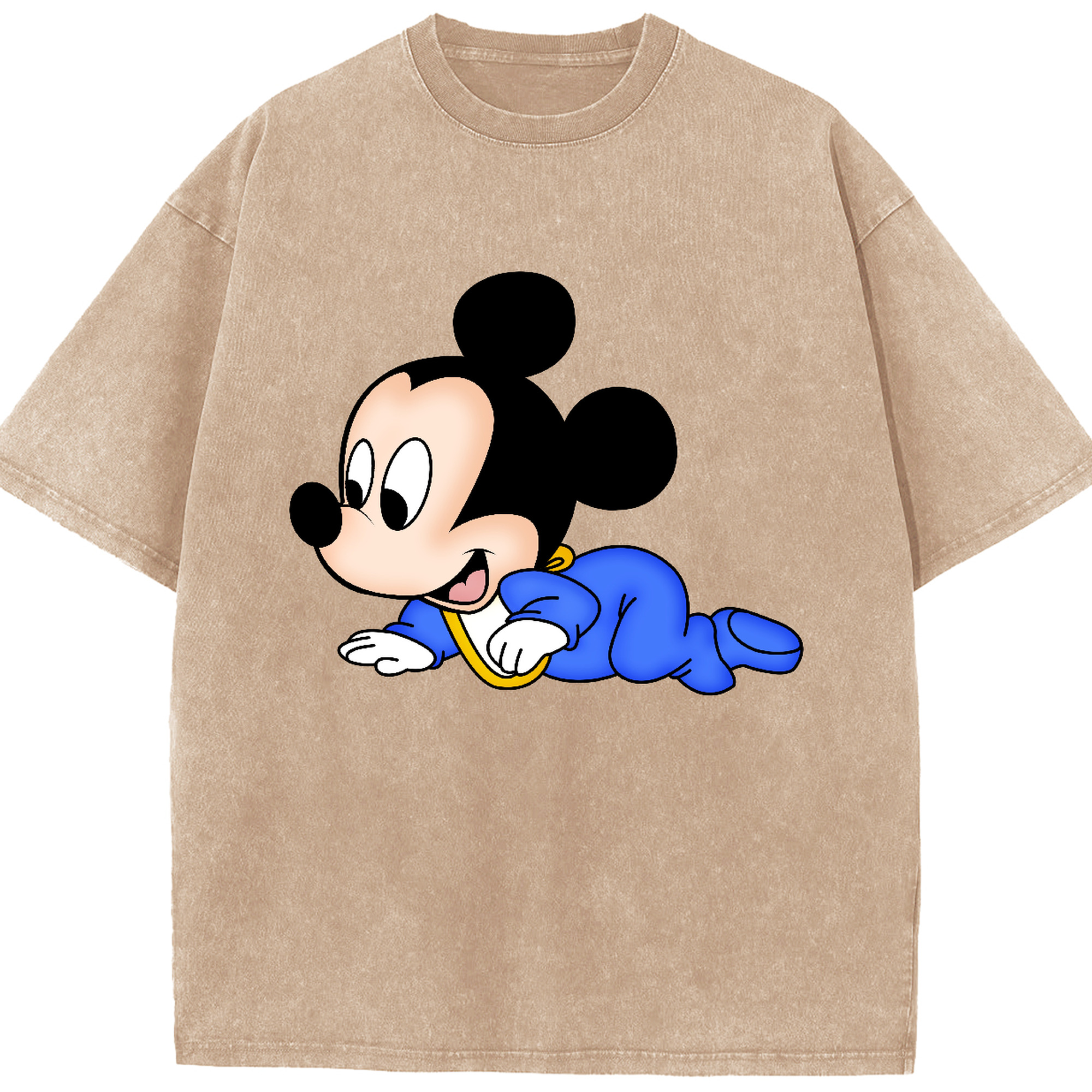 （画像用） ミッキーマウス Mickey Mouse 綿100% ヴィンテージ風 半袖Tシャツ（フロントプリント）
