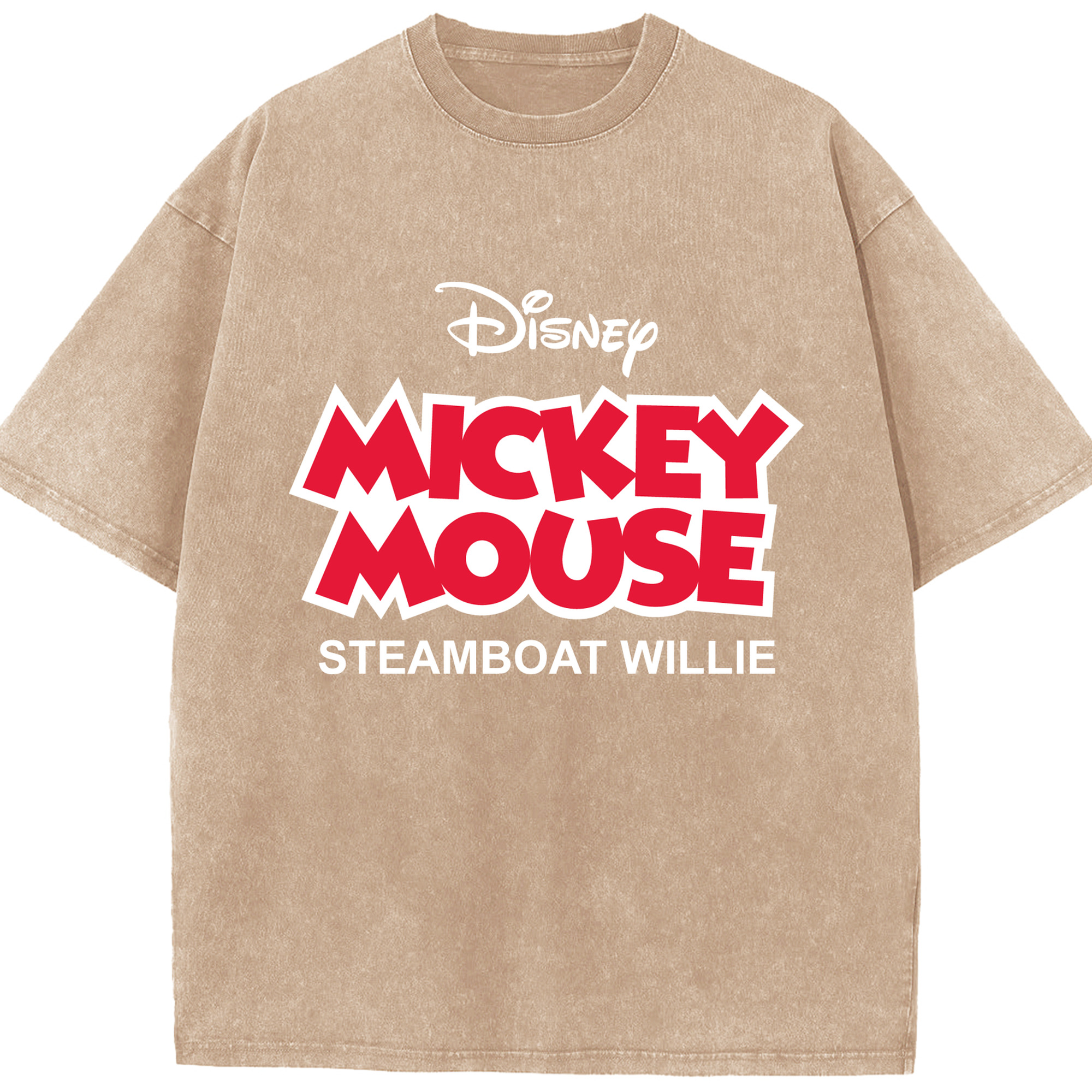 （画像用） ミッキーマウス Mickey Mouse 綿100% ヴィンテージ風 半袖Tシャツ（フロントプリント）