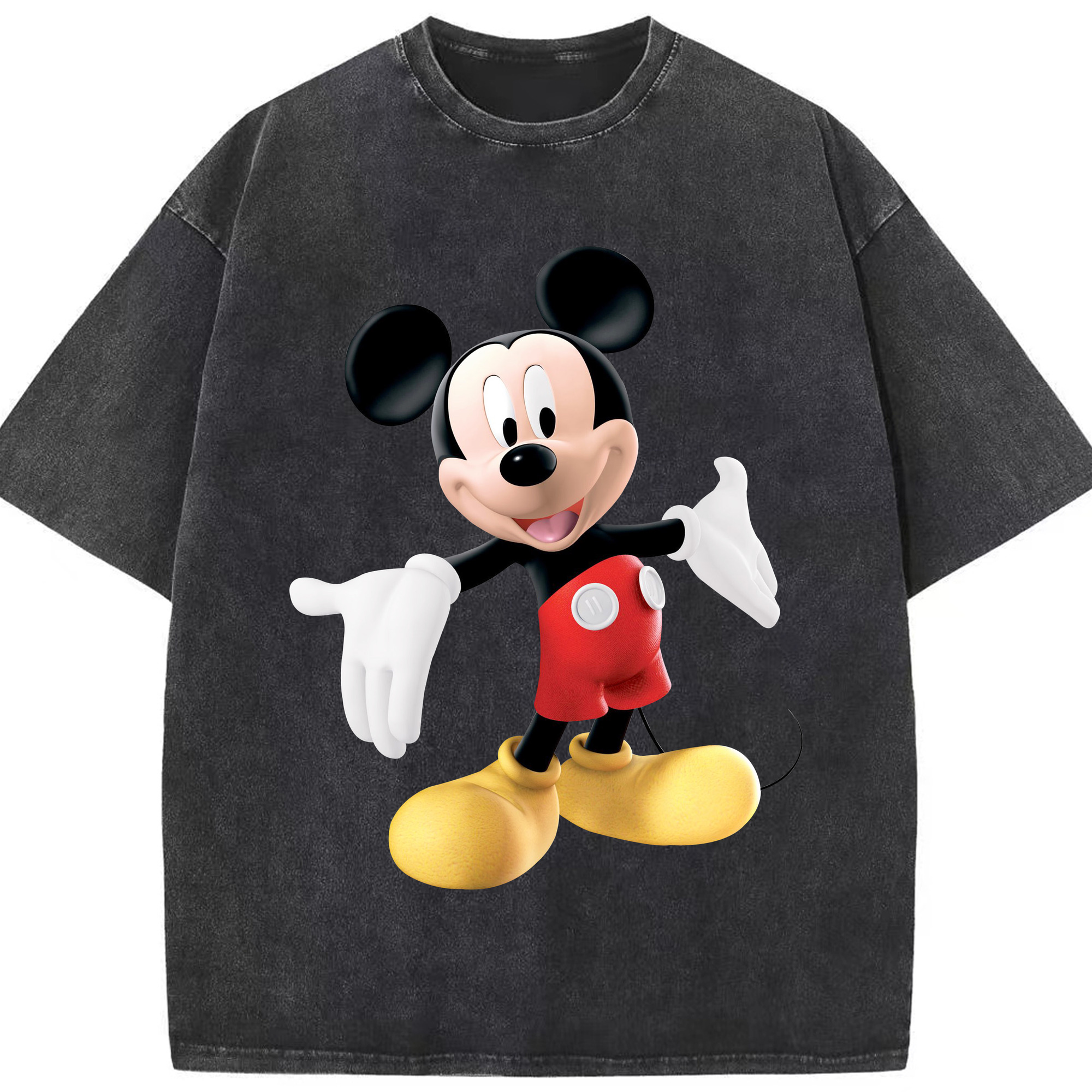 （画像用） ミッキーマウス Mickey Mouse 綿100% ヴィンテージ風 半袖Tシャツ（フロントプリント）