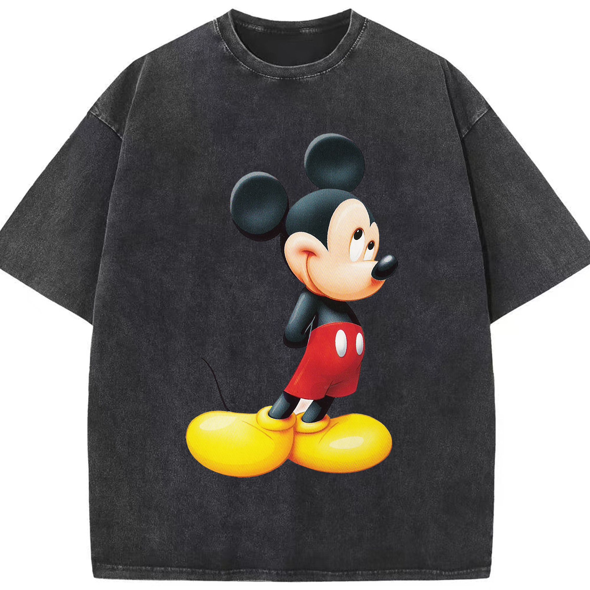 （画像用） ミッキーマウス Mickey Mouse 綿100% ヴィンテージ風 半袖Tシャツ（フロントプリント）