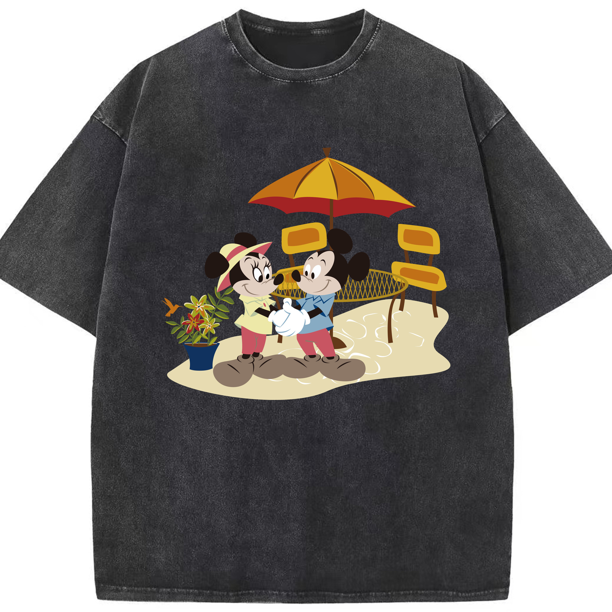 （画像用） ミッキーマウス Mickey Mouse 綿100% ヴィンテージ風 半袖Tシャツ（フロントプリント）