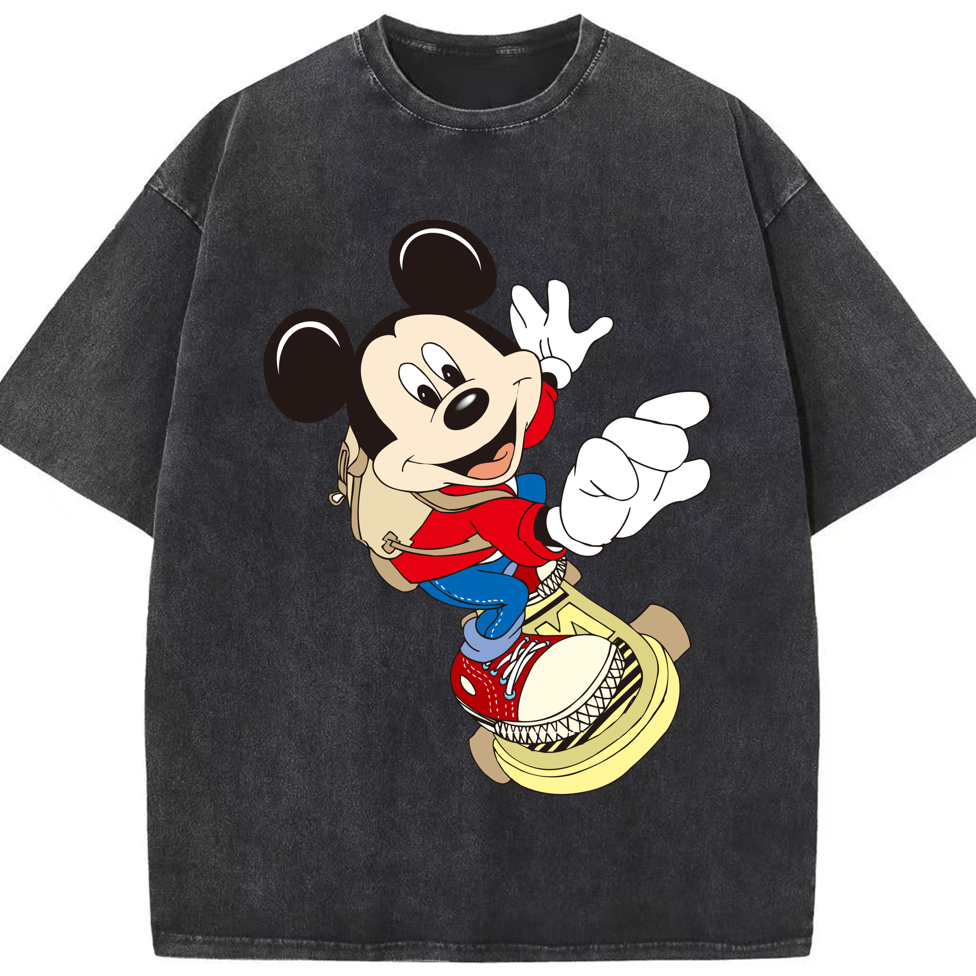 （画像用） ミッキーマウス Mickey Mouse 綿100% ヴィンテージ風 半袖Tシャツ（フロントプリント）