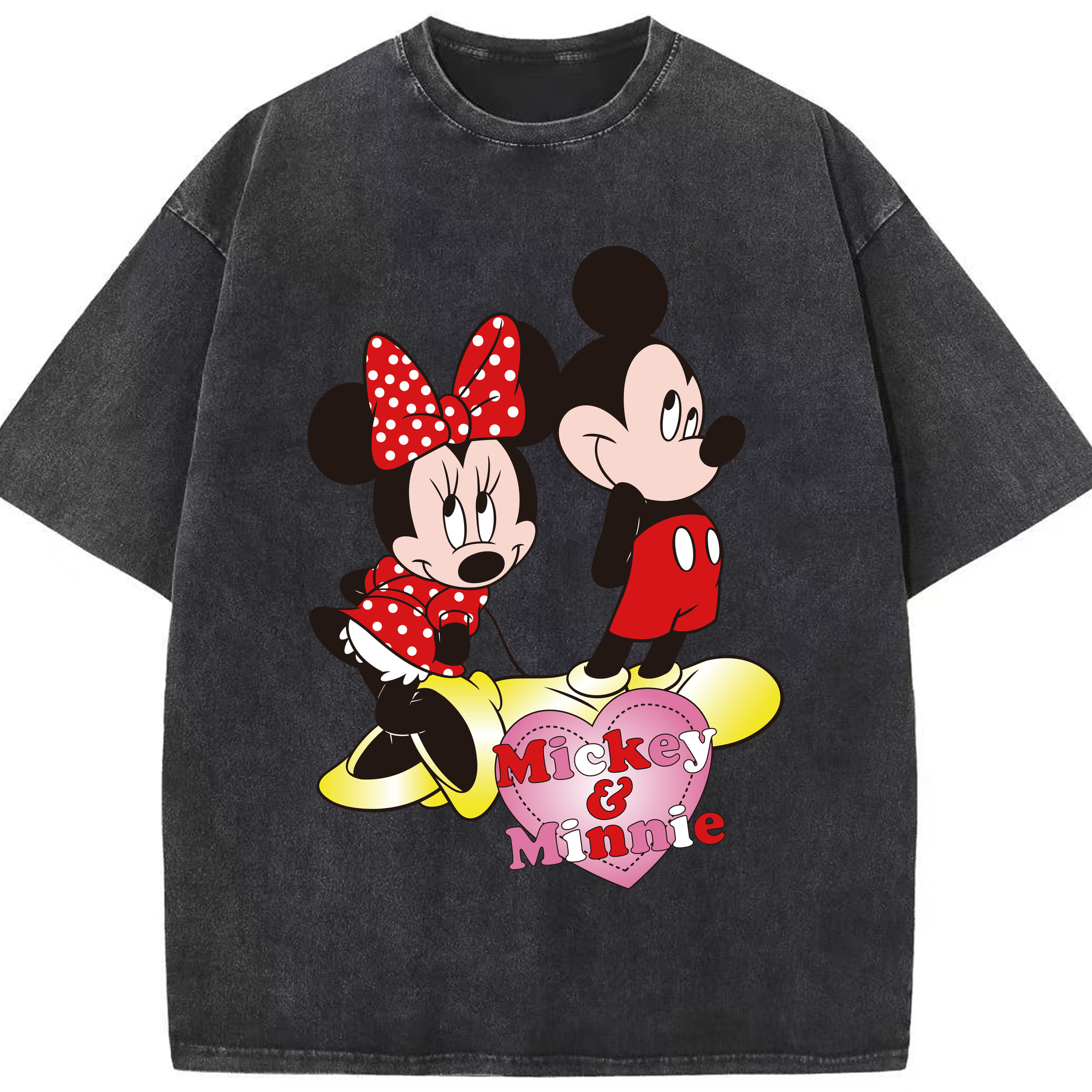 （画像用） ミッキーマウス Mickey Mouse 綿100% ヴィンテージ風 半袖Tシャツ（フロントプリント）