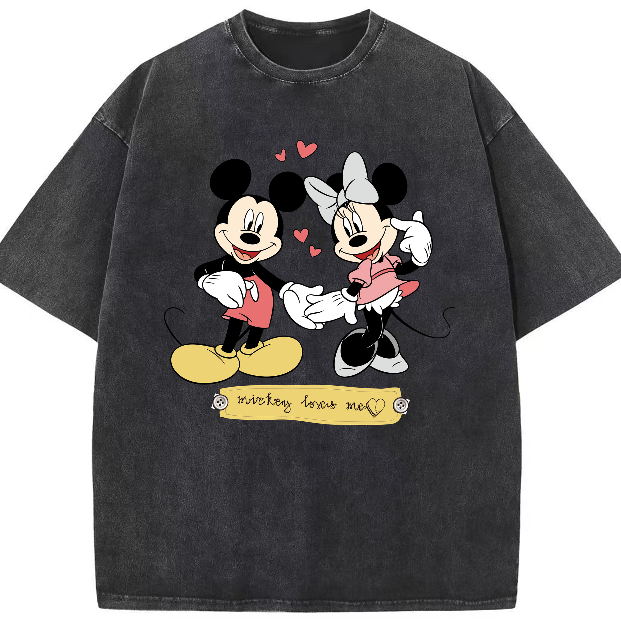 （画像用） ミッキーマウス Mickey Mouse 綿100% ヴィンテージ風 半袖Tシャツ（フロントプリント）