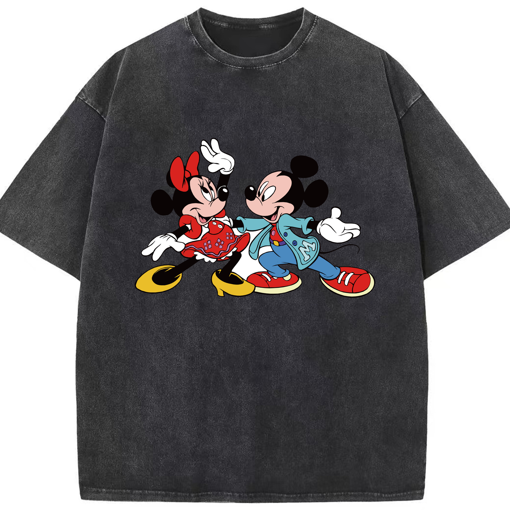 （画像用） ミッキーマウス Mickey Mouse 綿100% ヴィンテージ風 半袖Tシャツ（フロントプリント）